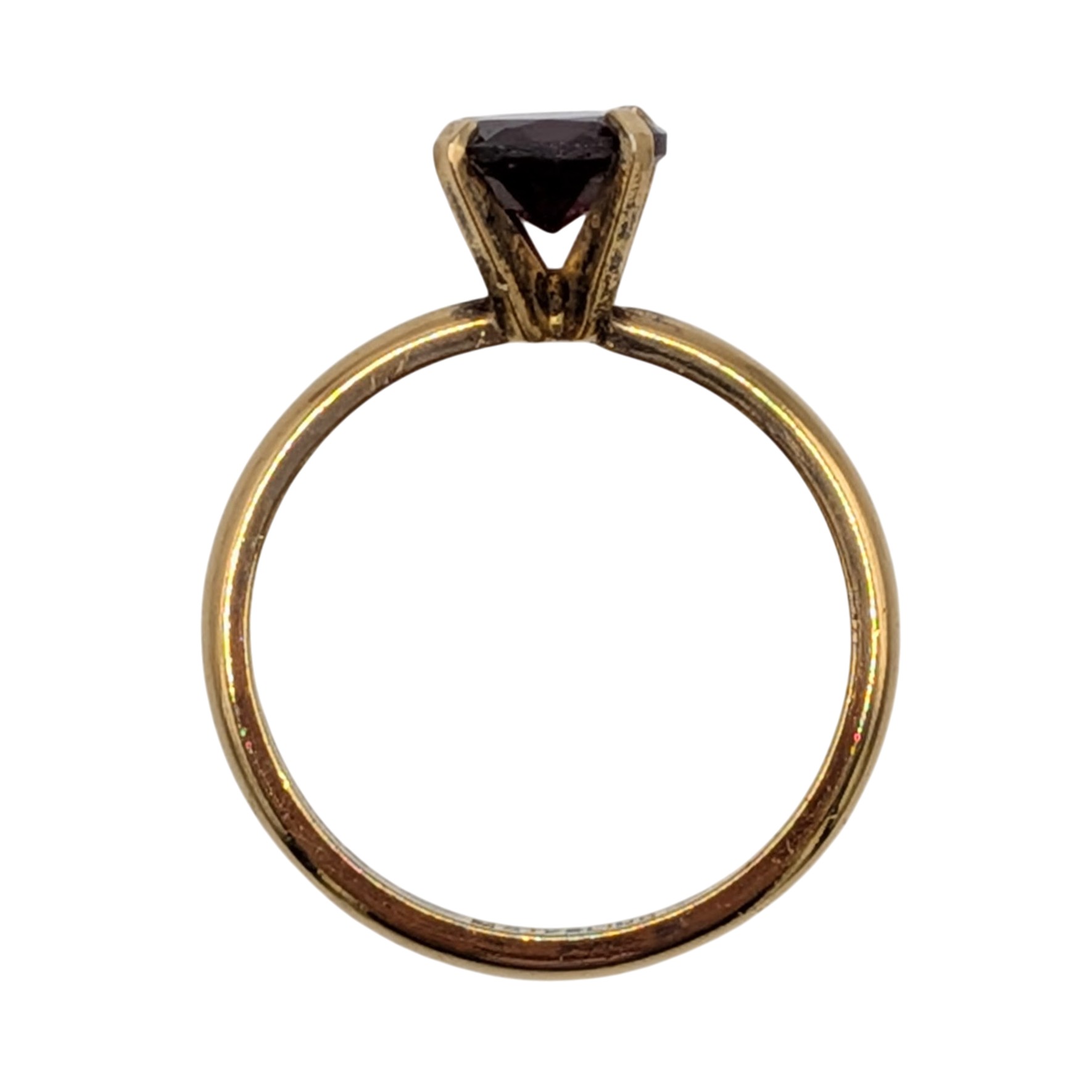 Signed Gold Over Sterling Silver Garnet Solitaire Ring Size 8