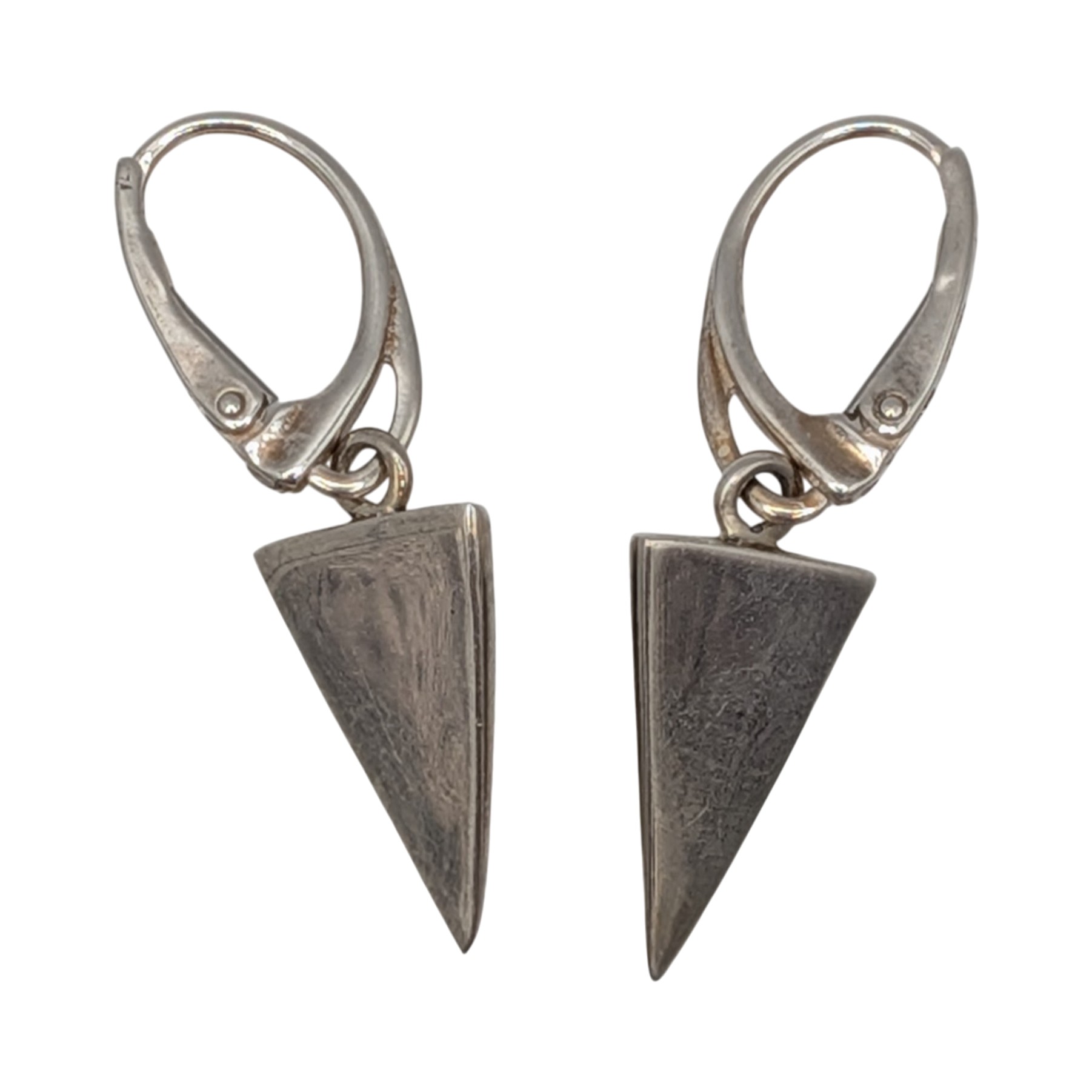 New Polish Sterling Silver Two Tone Amber Geometric Spike Drop Earrings