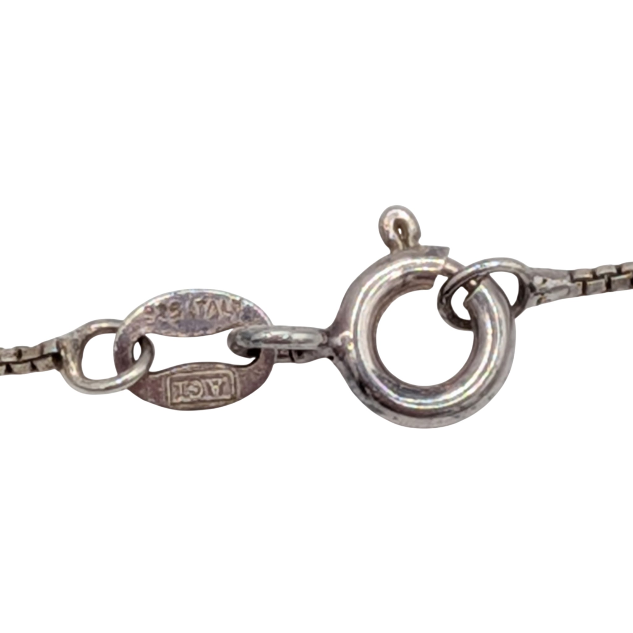 Signed Italy Sterling Silver Box Chain Necklace