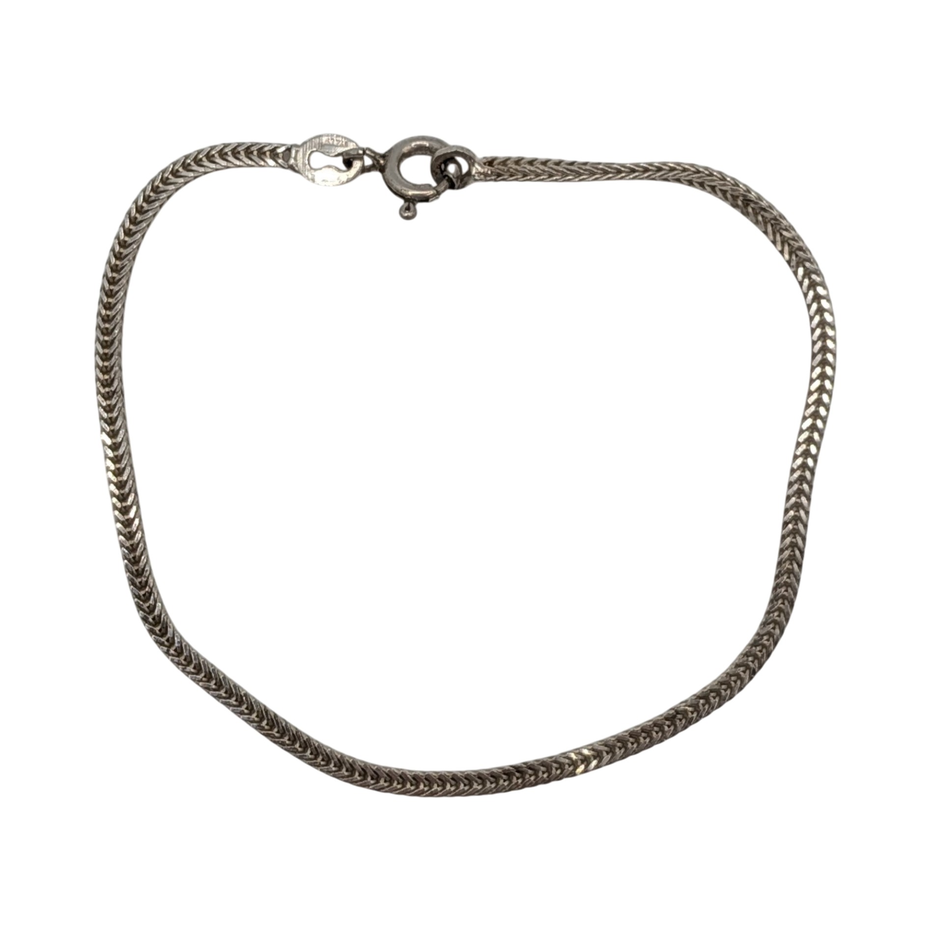 Signed Italy Sterling Silver Herringbone Chain Bracelet