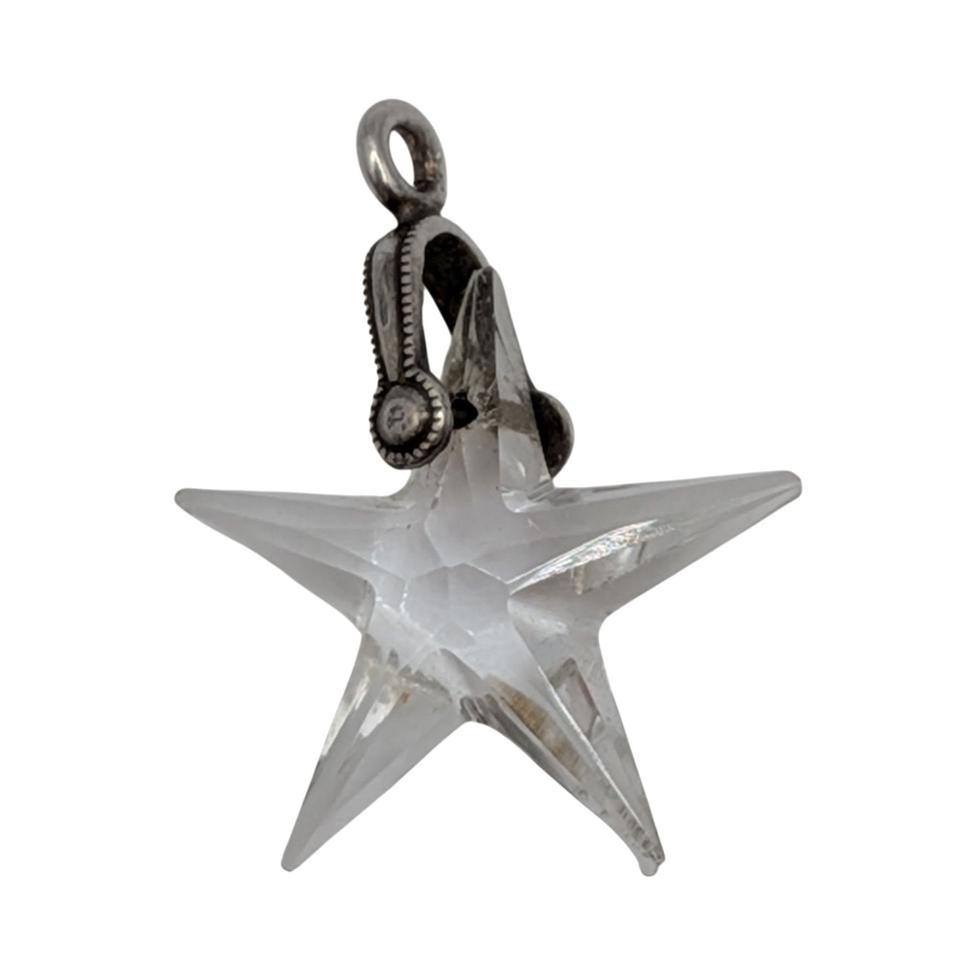 Sterling Silver Quartz Carved Star Slide Pendant