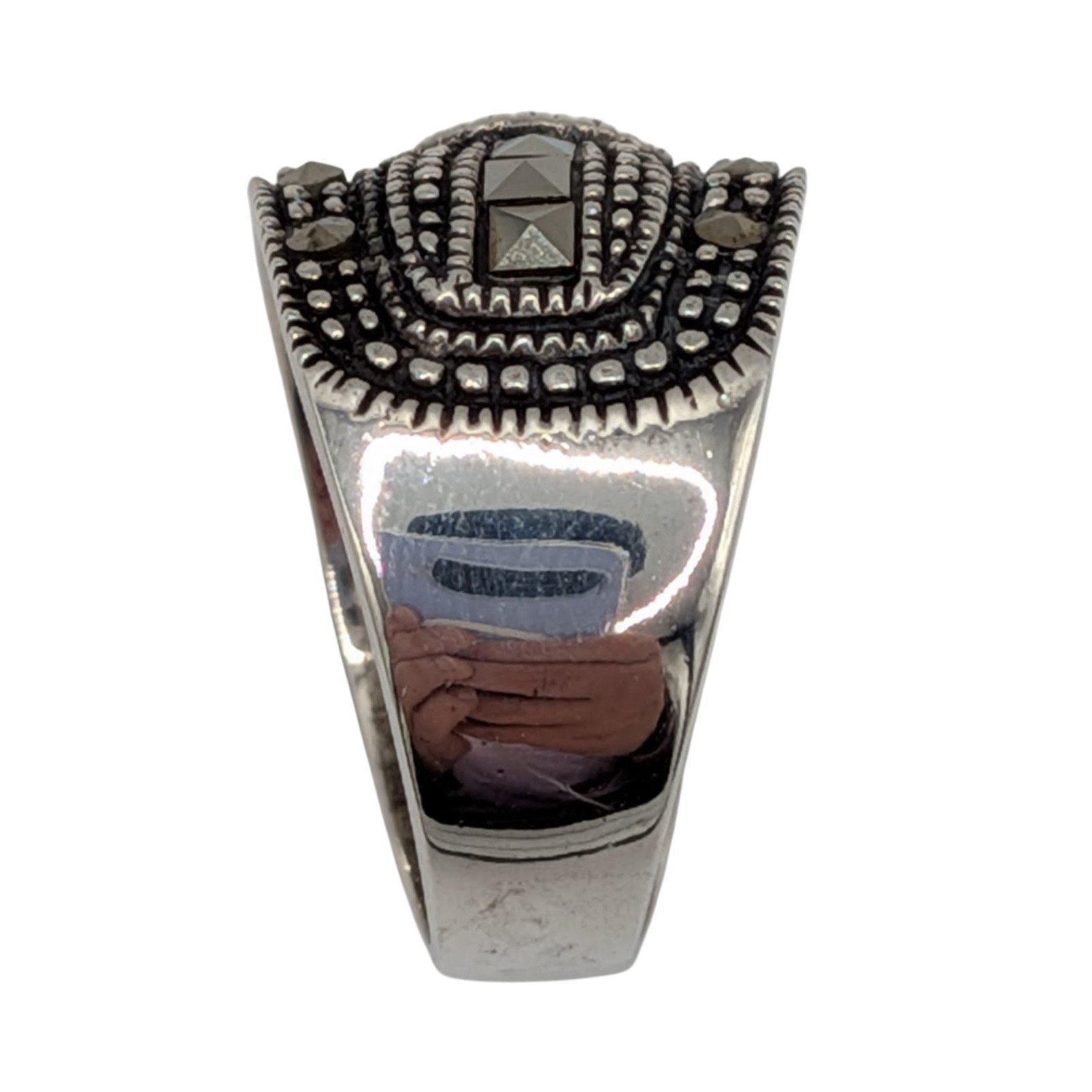 Sterling Silver Ornate Marcasite Ring Size 7
