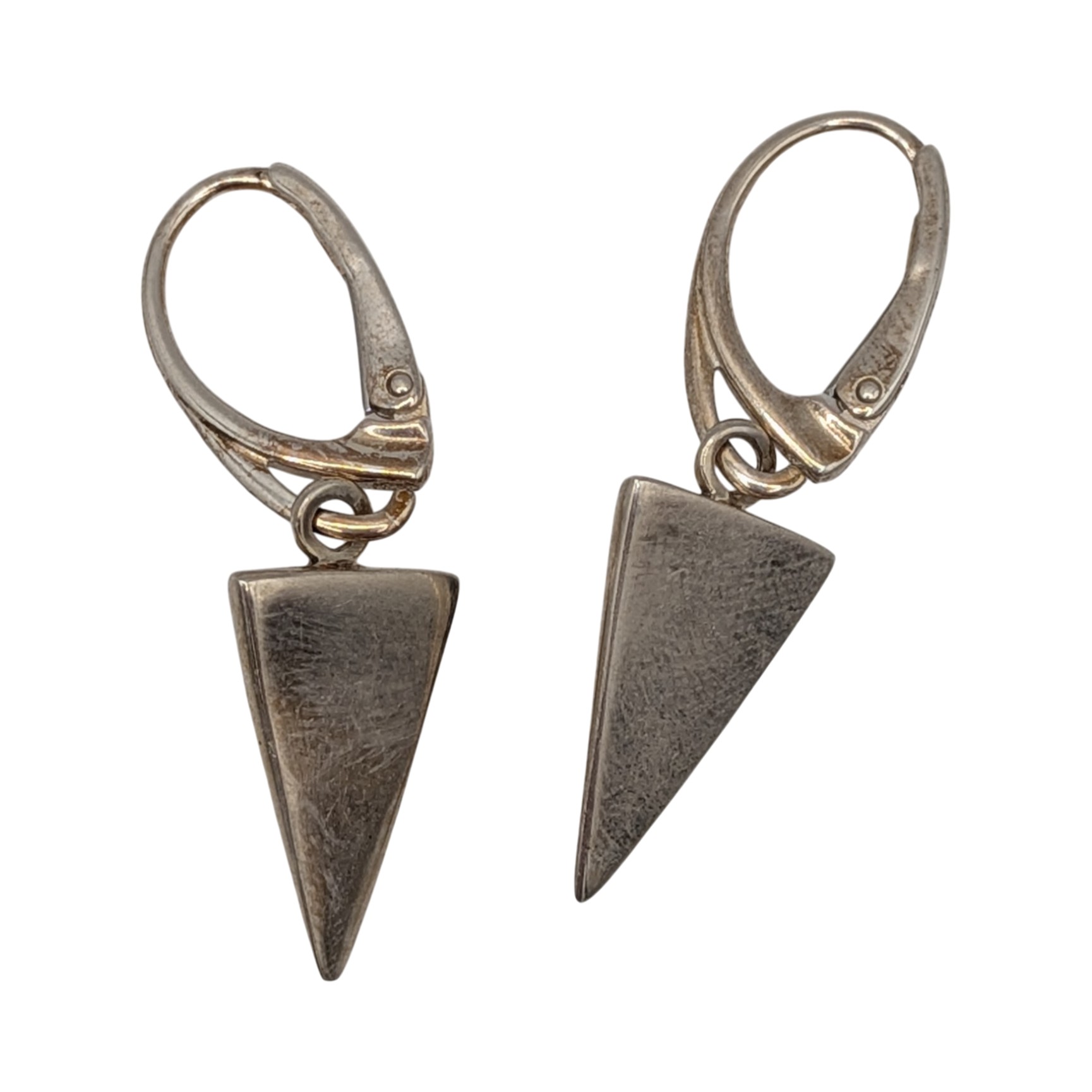 New Polish Sterling Silver Two Tone Amber Spike Drop Earrings