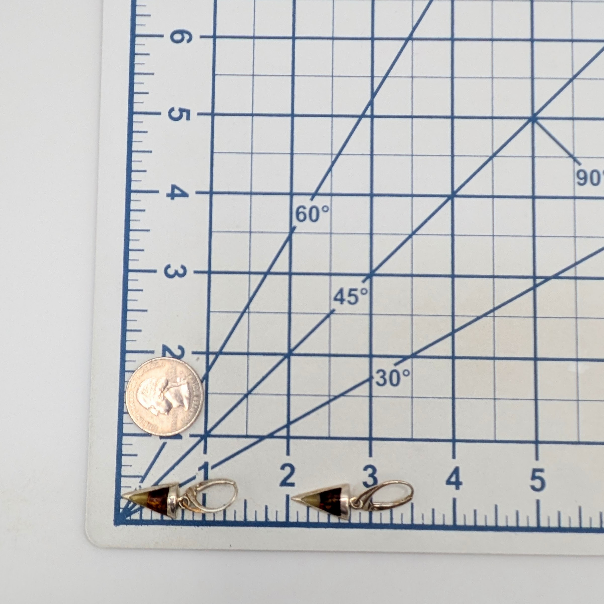 New Polish Sterling Silver Two Tone Amber Spike Drop Earrings