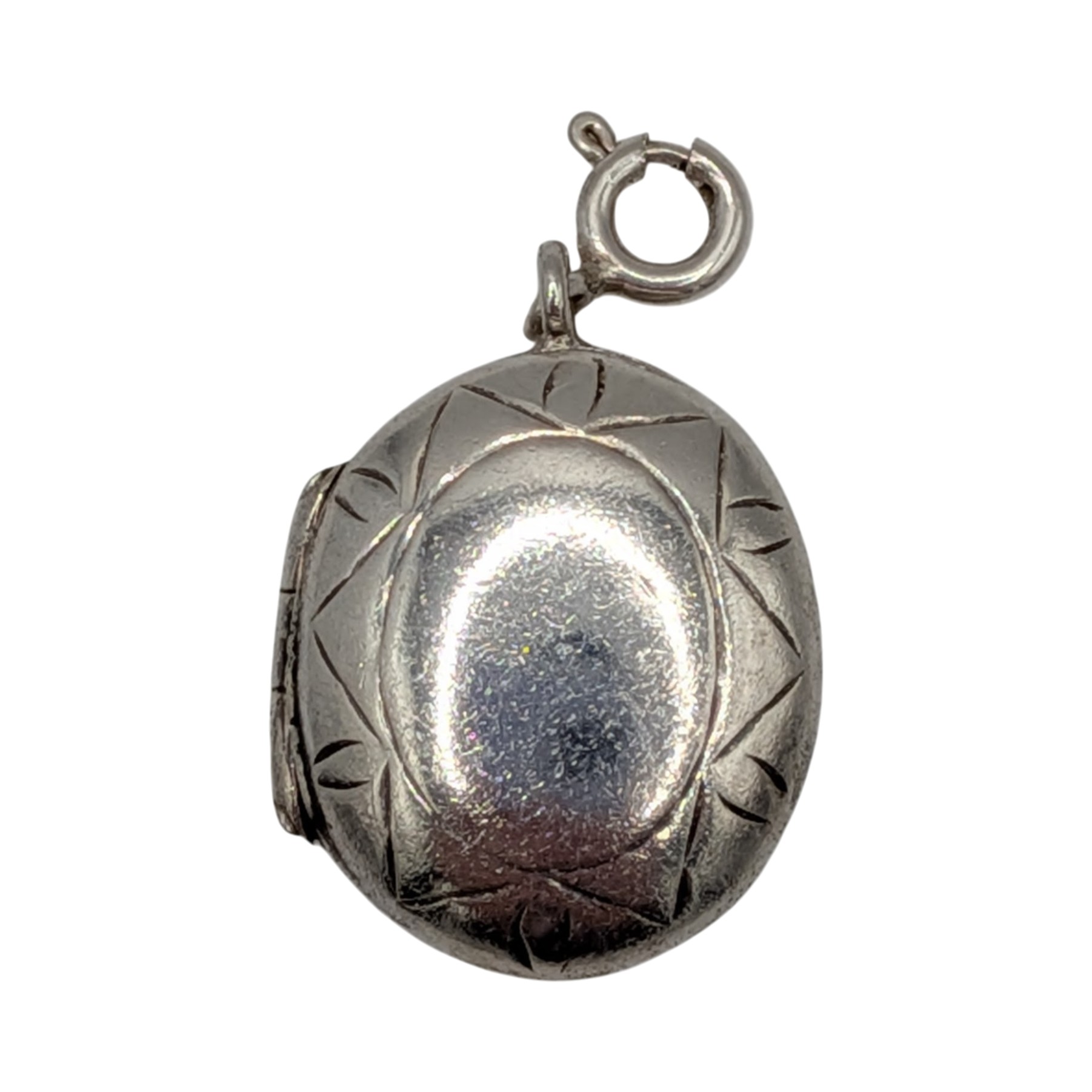 Signed Sterling Silver Engraved Locket Pendant