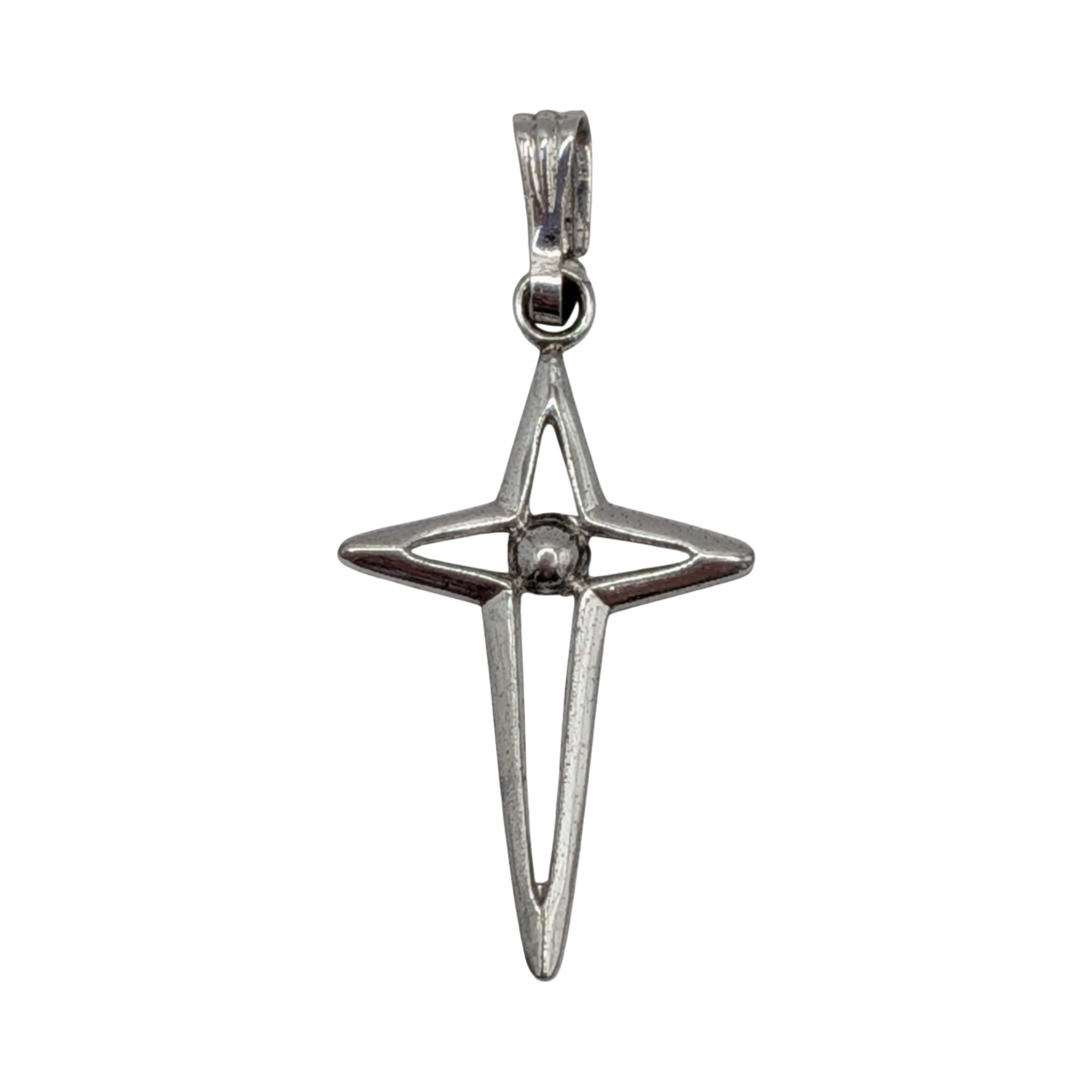 Sterling Silver Open Pointed Cross Pendant