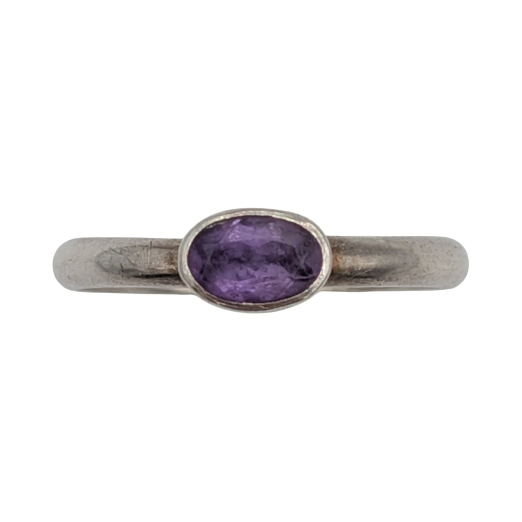 Sterling Silver Amethyst Oval Cut Stackable Ring Size 7.75