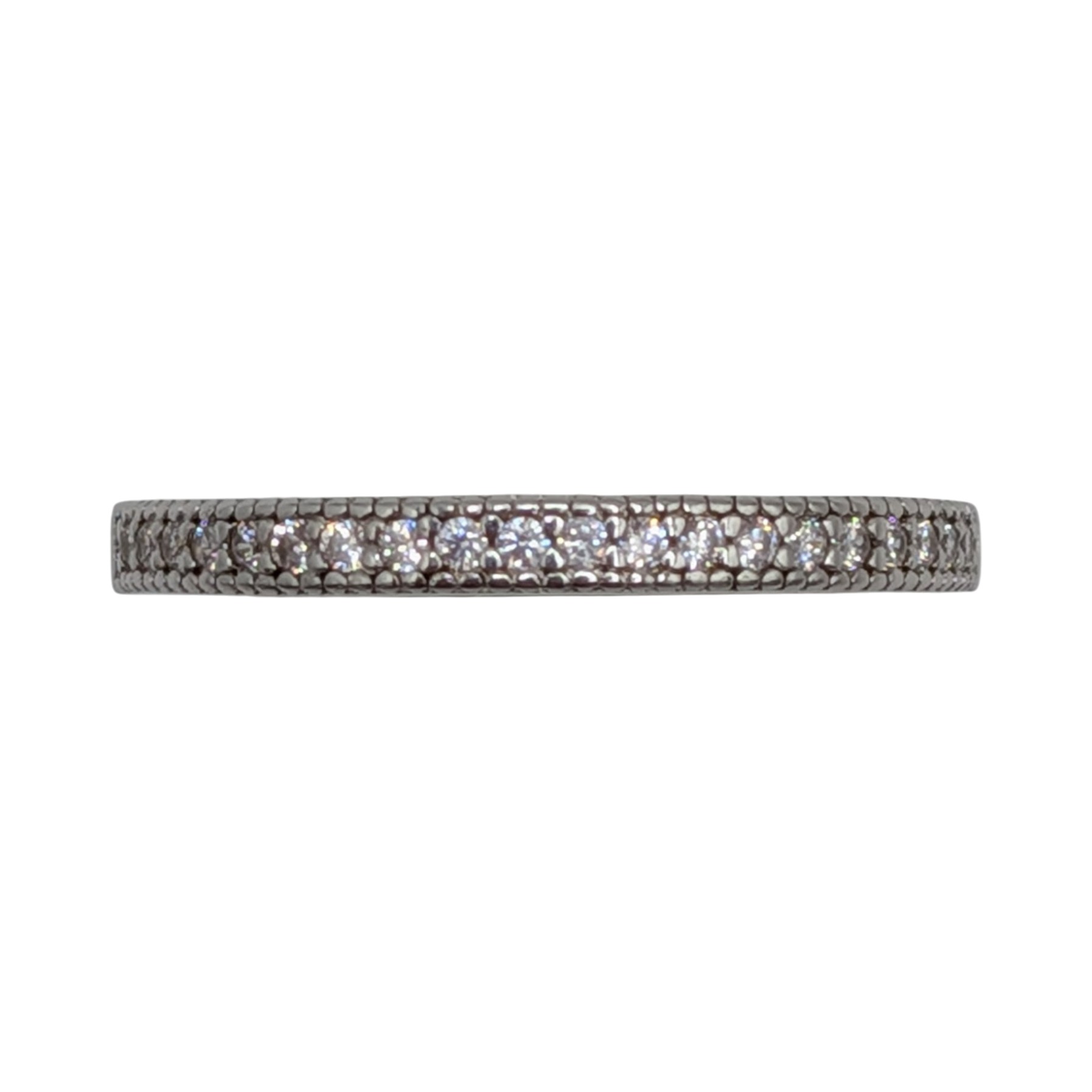 Signed Sterling Silver Clear CZ Milgrain Channel Set Ring Size 7.25