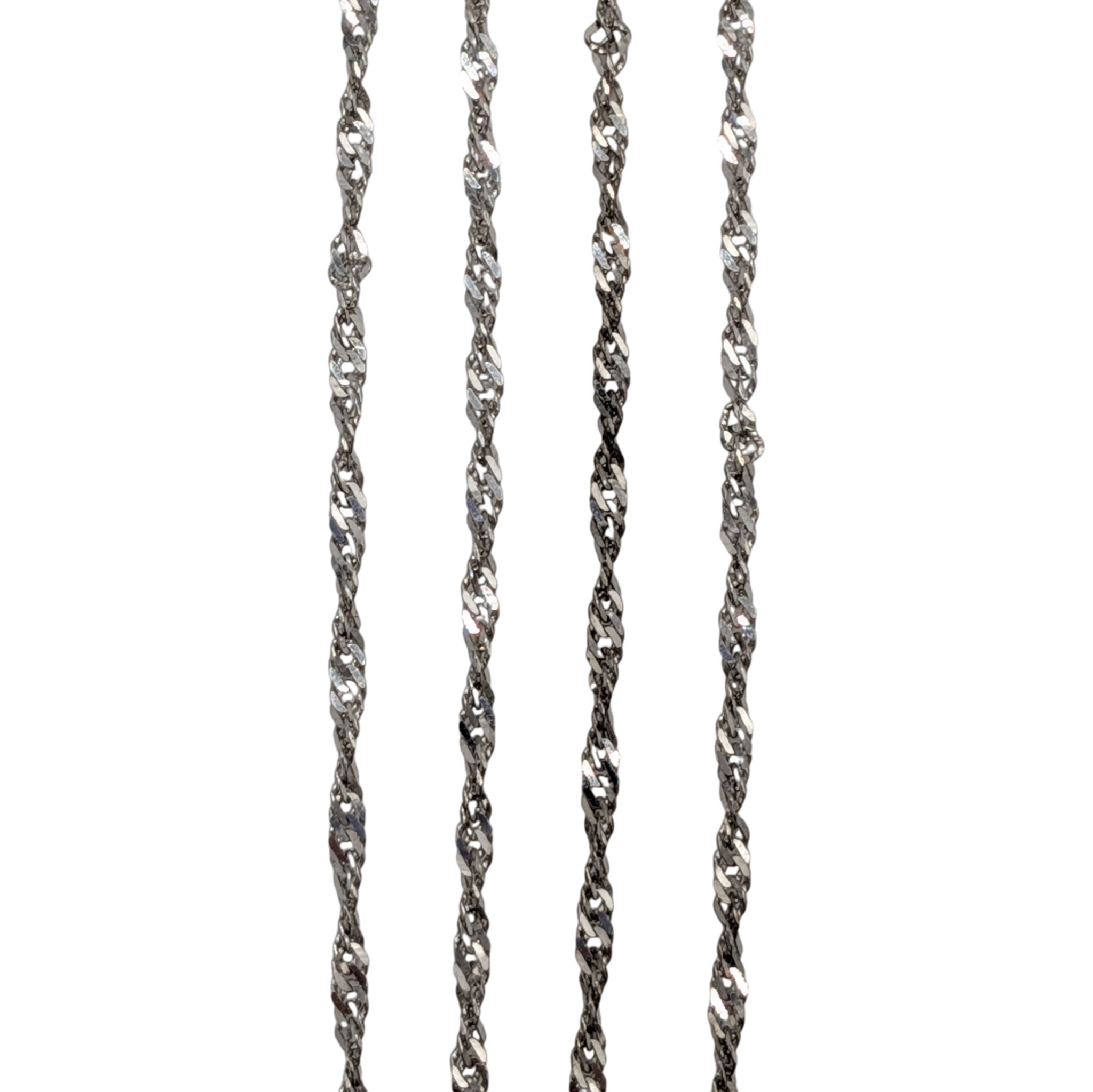 Signed Sterling Silver Twisted Herringbone Chain Necklace