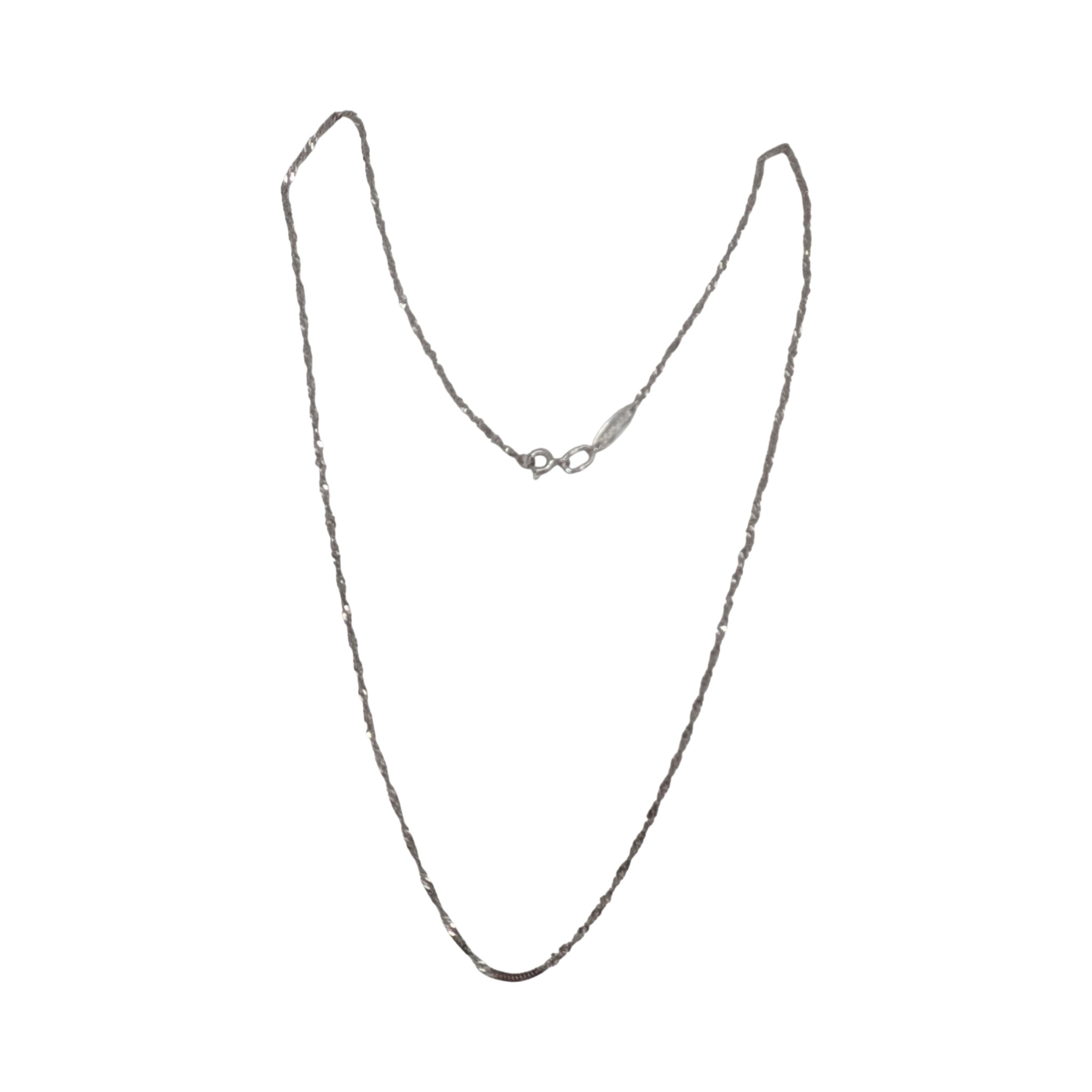 Signed Sterling Silver Twisted Herringbone Chain Necklace
