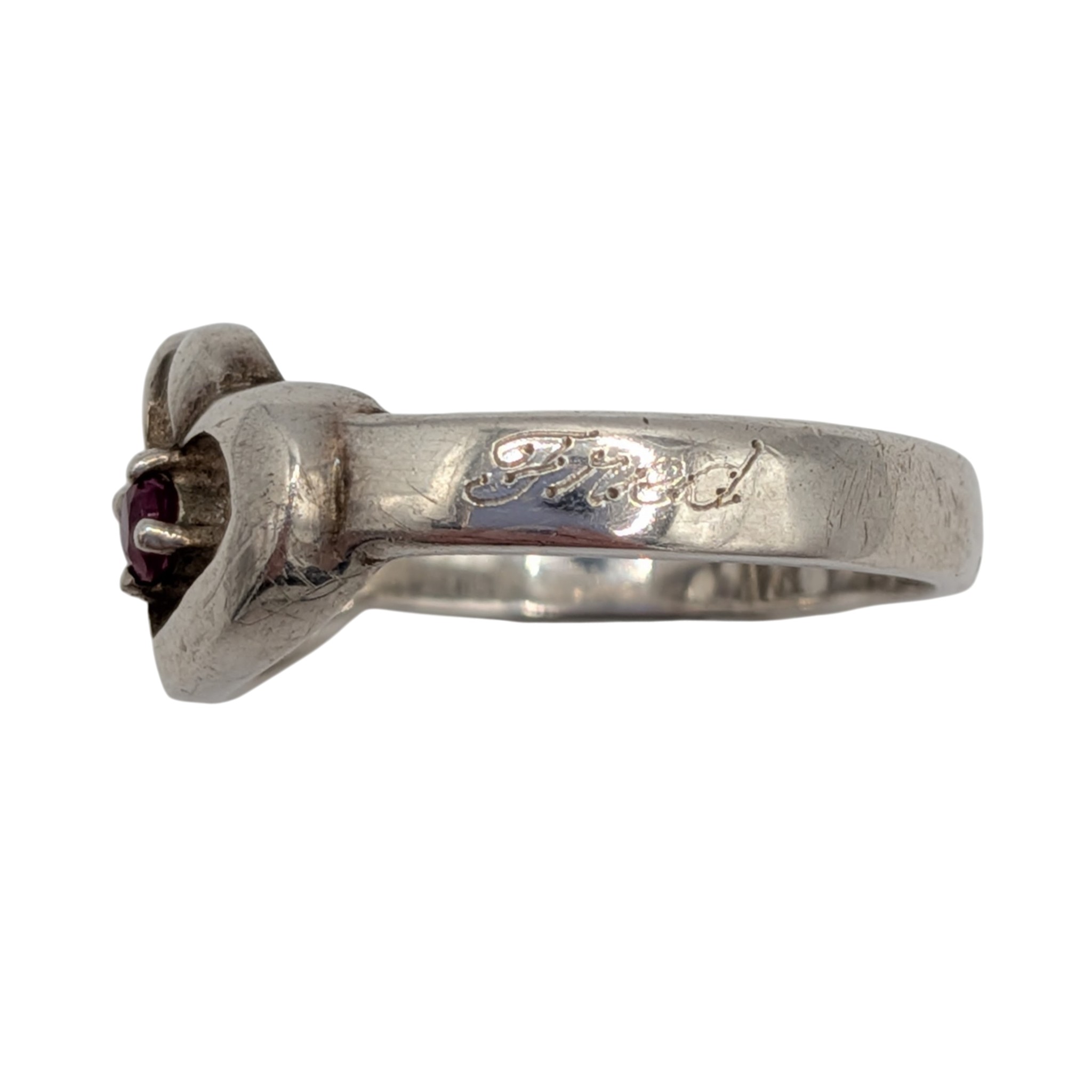 Lenox Sterling Silver Pink Spinel Rhinestone Double Open Heart Ring Size 9.5