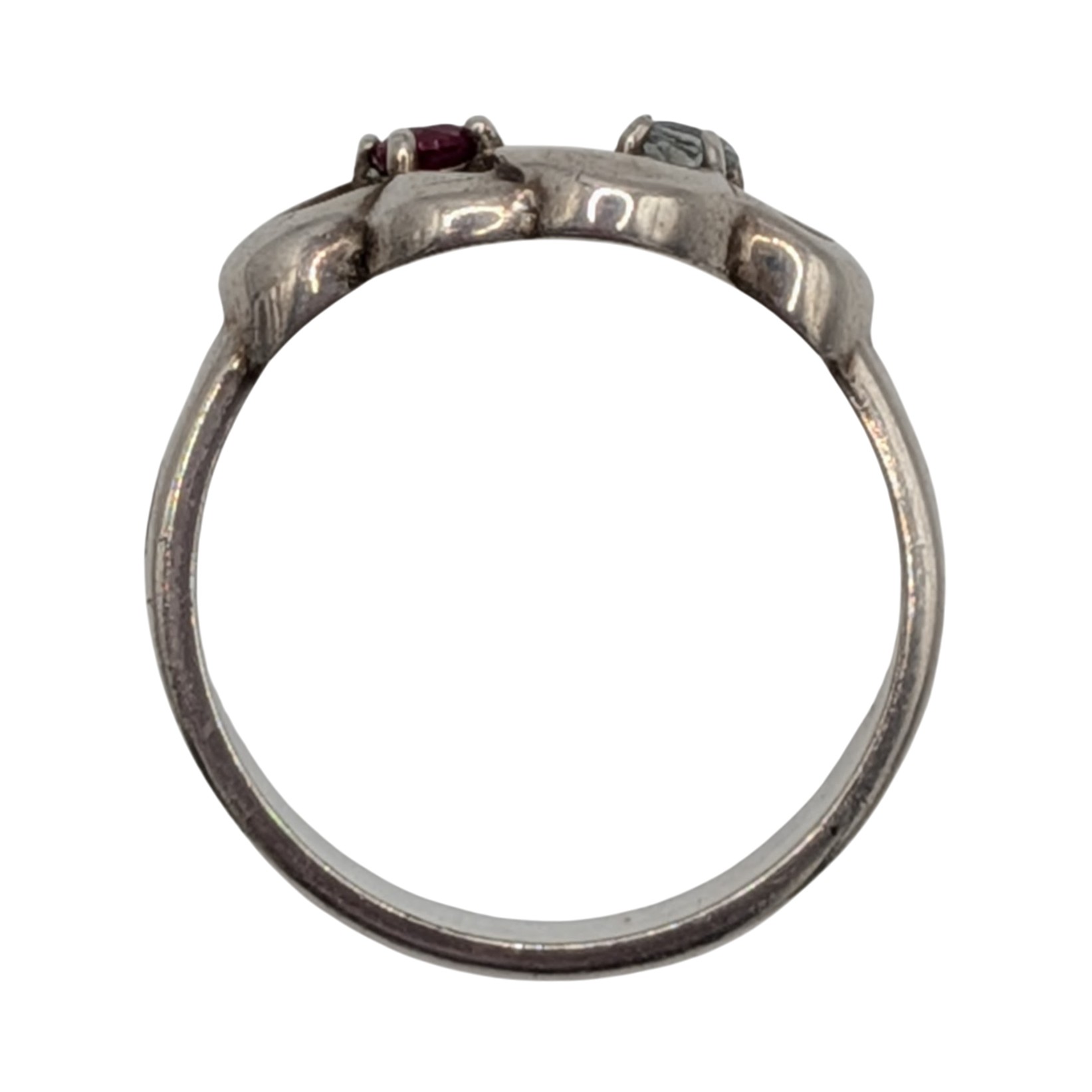 Lenox Sterling Silver Pink Spinel Rhinestone Double Open Heart Ring Size 9.5
