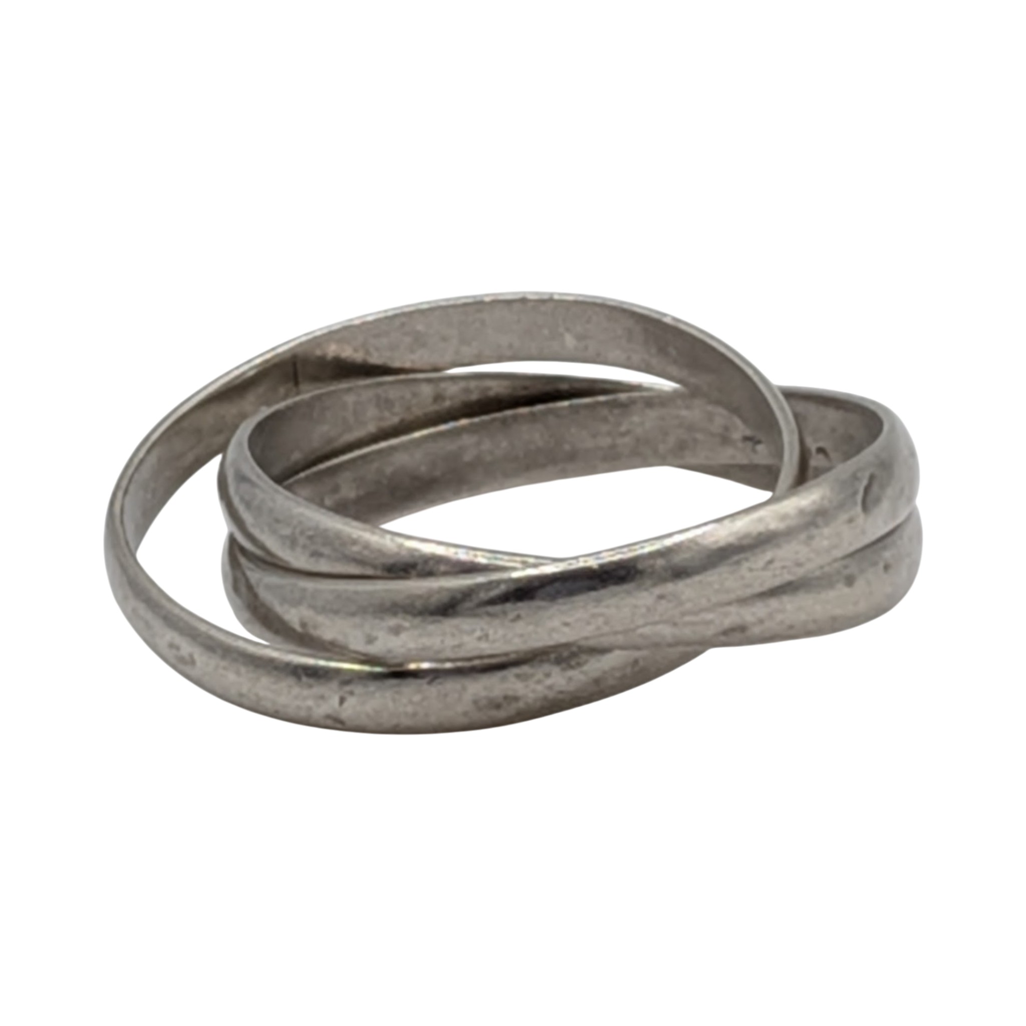 Signed Sterling Silver Triple Band Puzzle Ring Size 7.25
