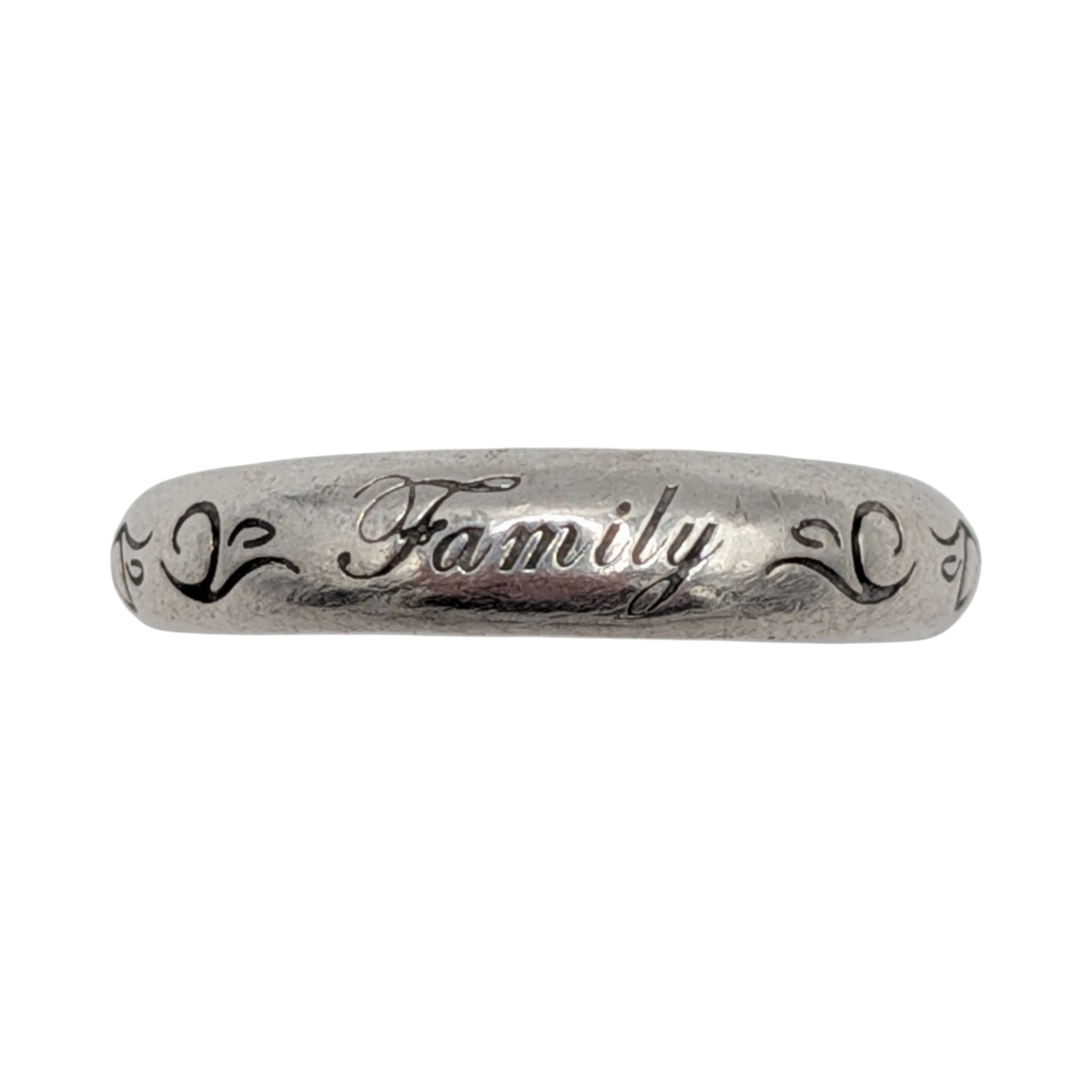 Signed Sterling Silver Engraved Family Ring Size 8.75