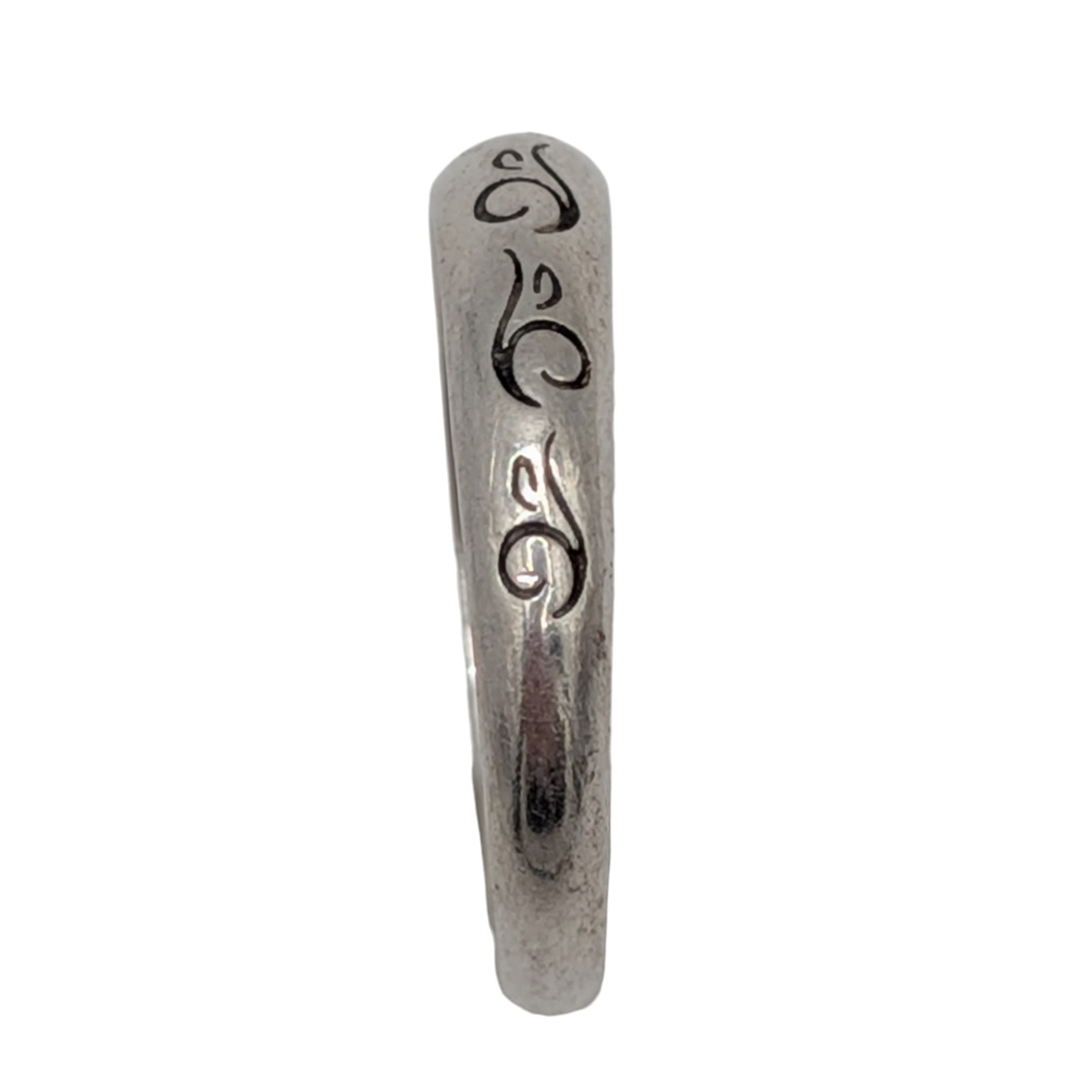 Signed Sterling Silver Engraved Family Ring Size 8.75