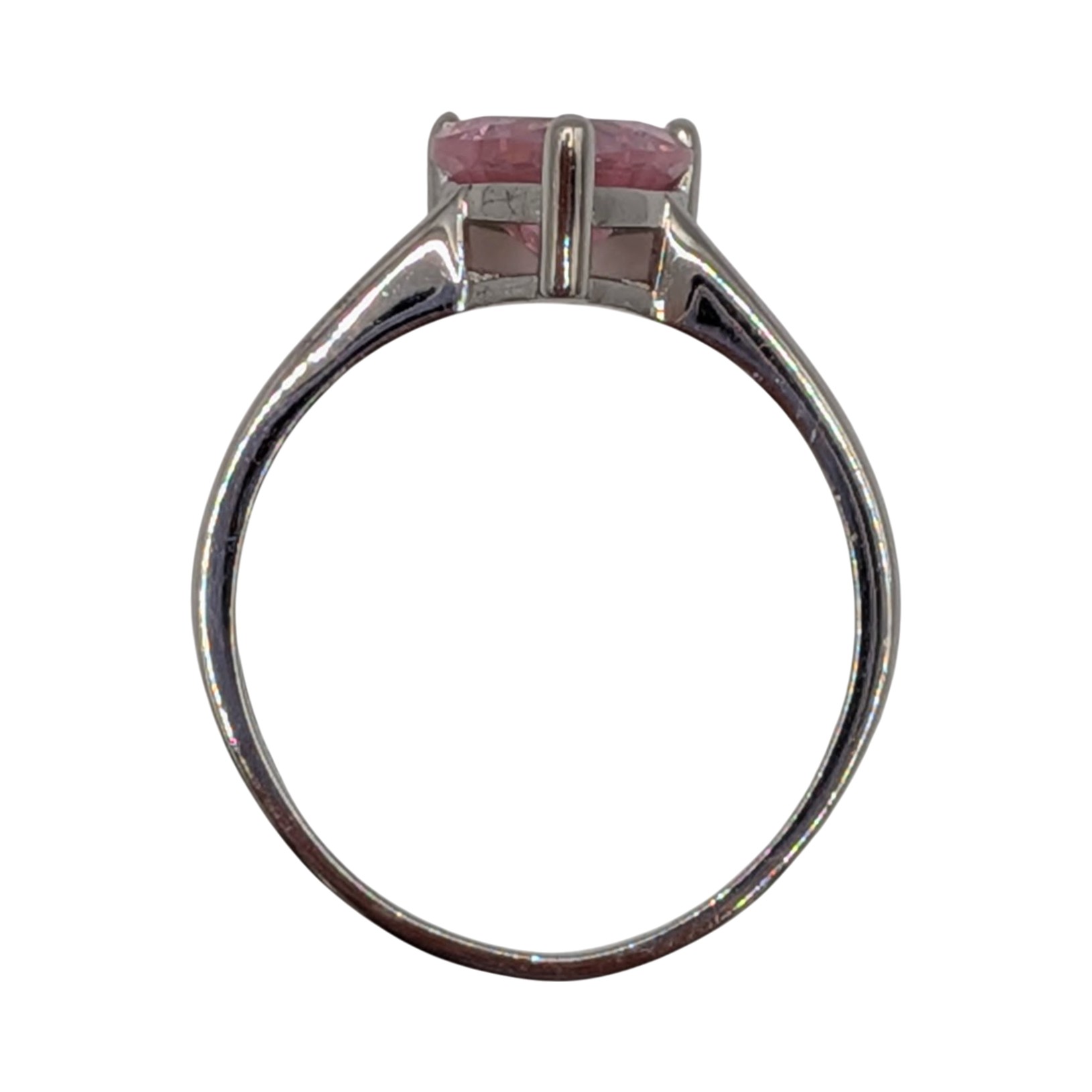 Signed Sterling Silver Light Pink CZ Heart Solitaire Ring Size 8.75