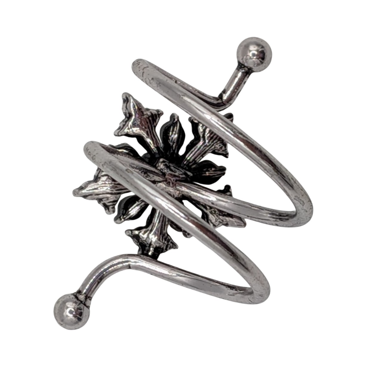 Sterling Silver Iridescent Rhinestone Snowflake Star Spiral Ring Size 8.5