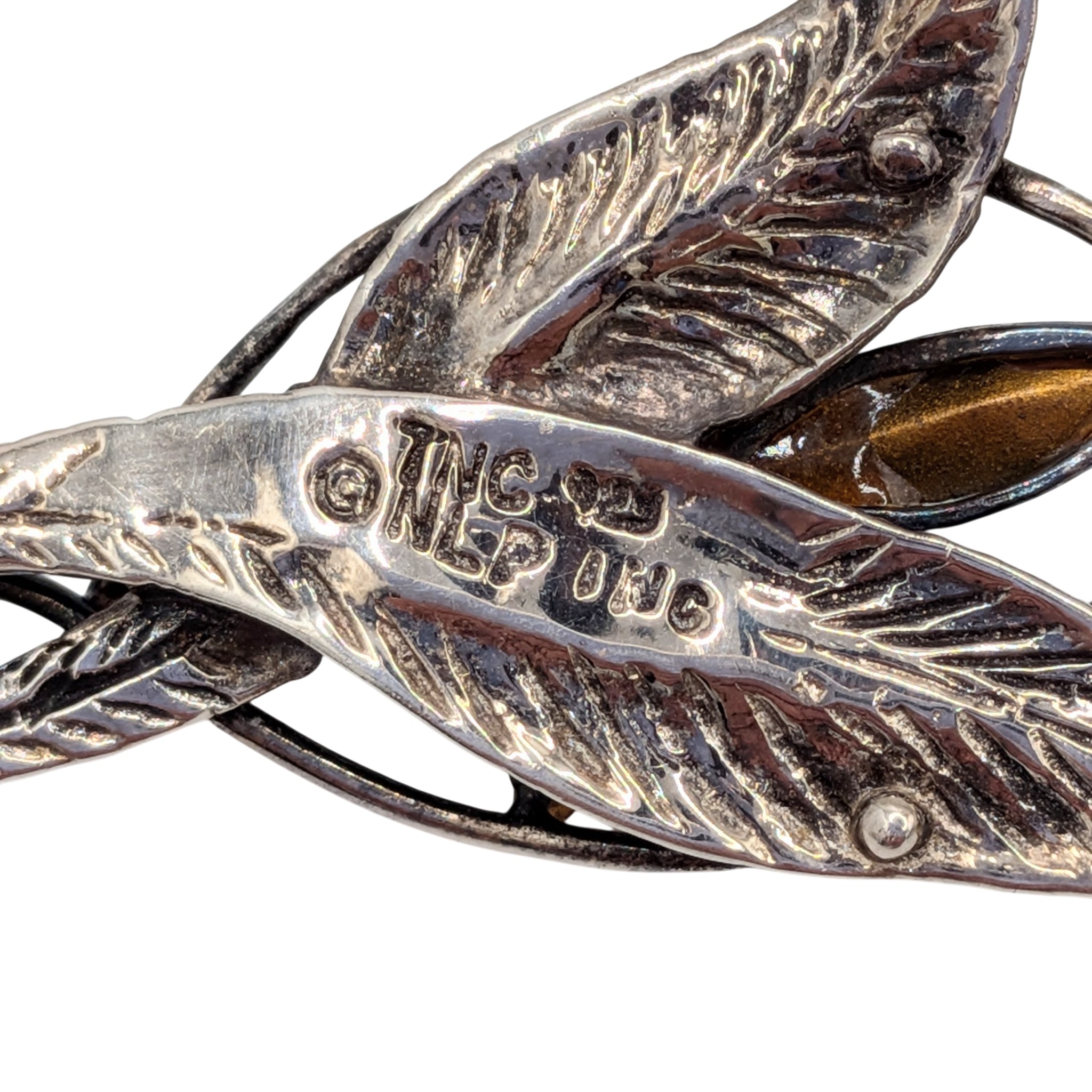 Signed Sterling Silver Rhinestone Floral Twist Pendant