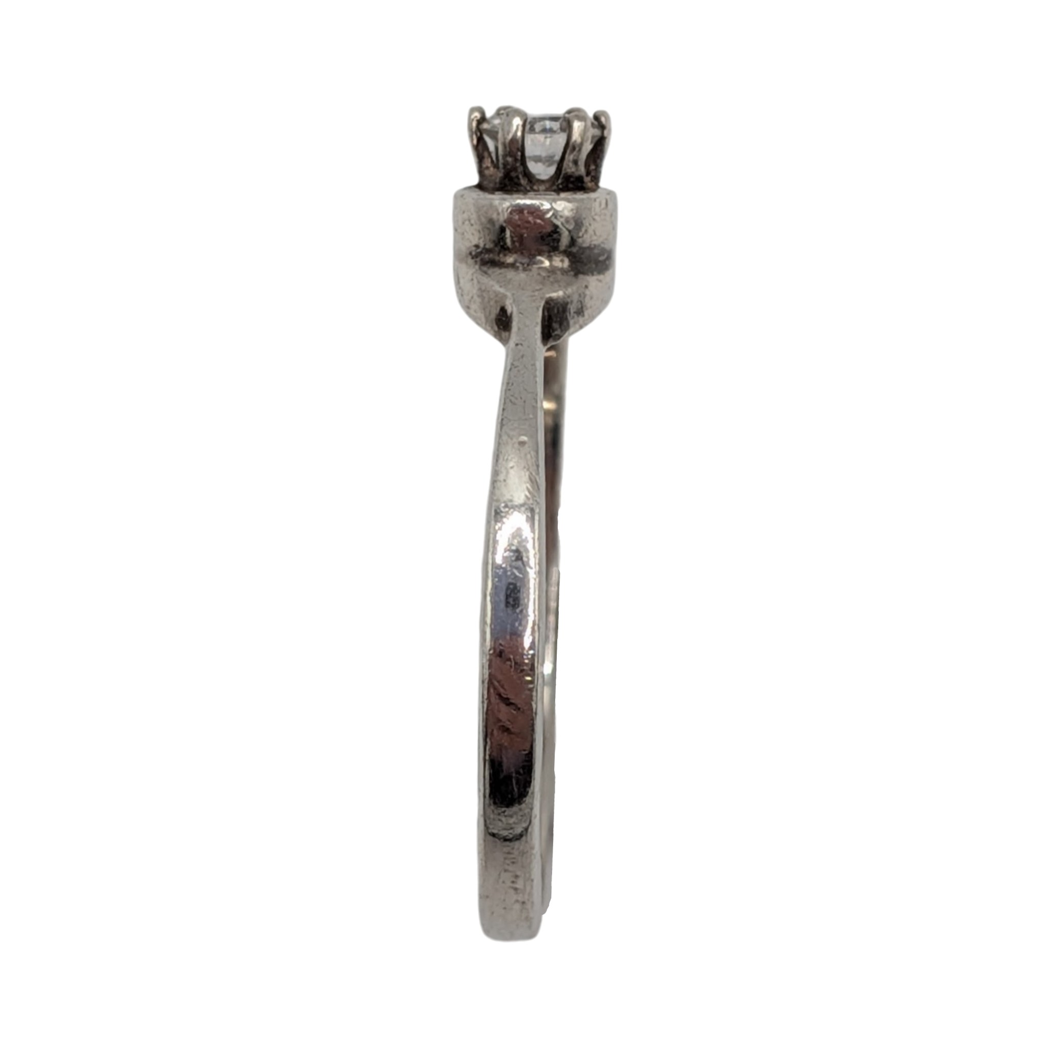 Sterling Silver Rhinestone Looped Solitaire Ring Size 10.5
