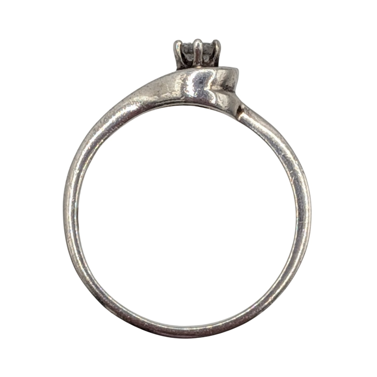 Sterling Silver Rhinestone Looped Solitaire Ring Size 10.5