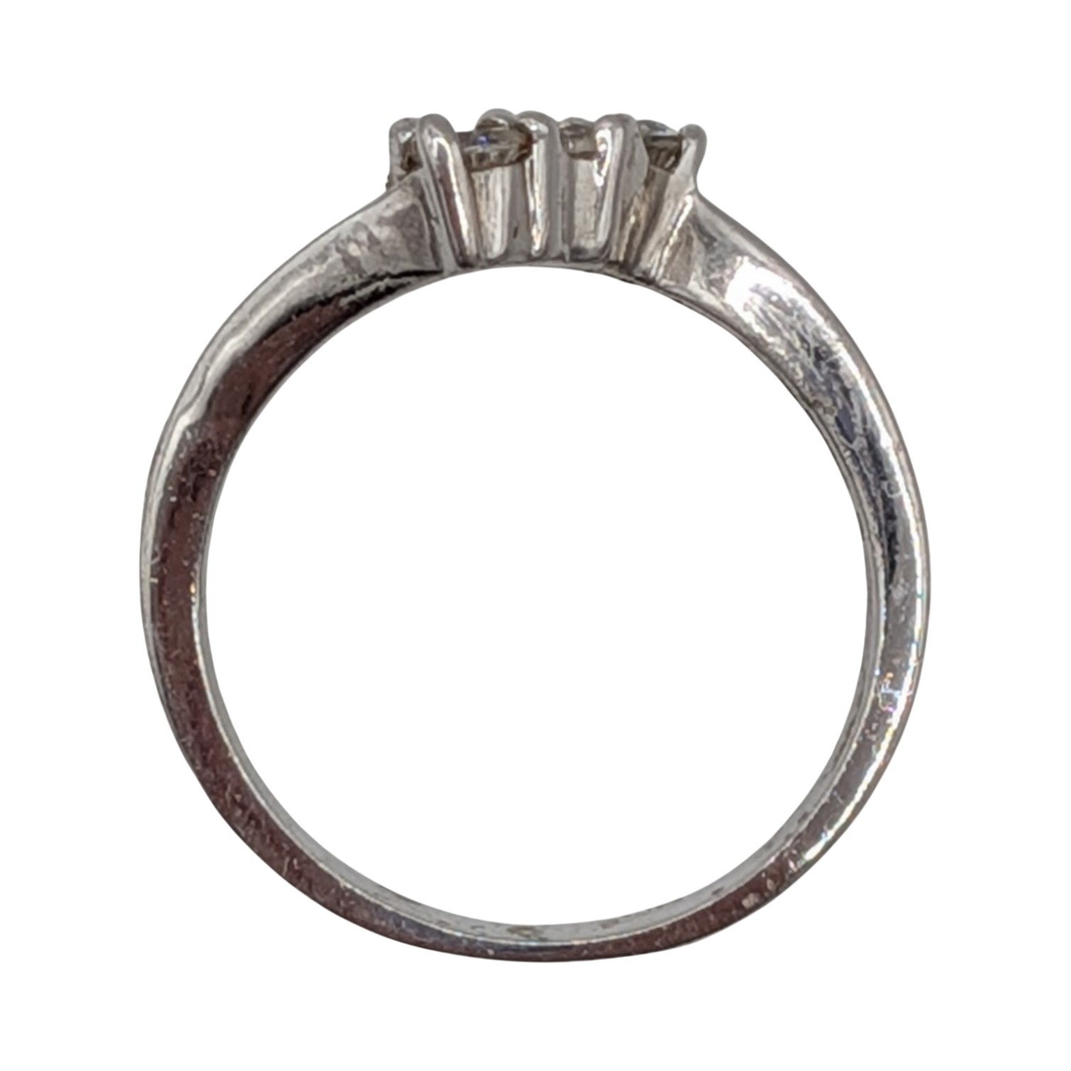 Sterling Silver White CZ Bypass Trilogy Ring Size 6.75