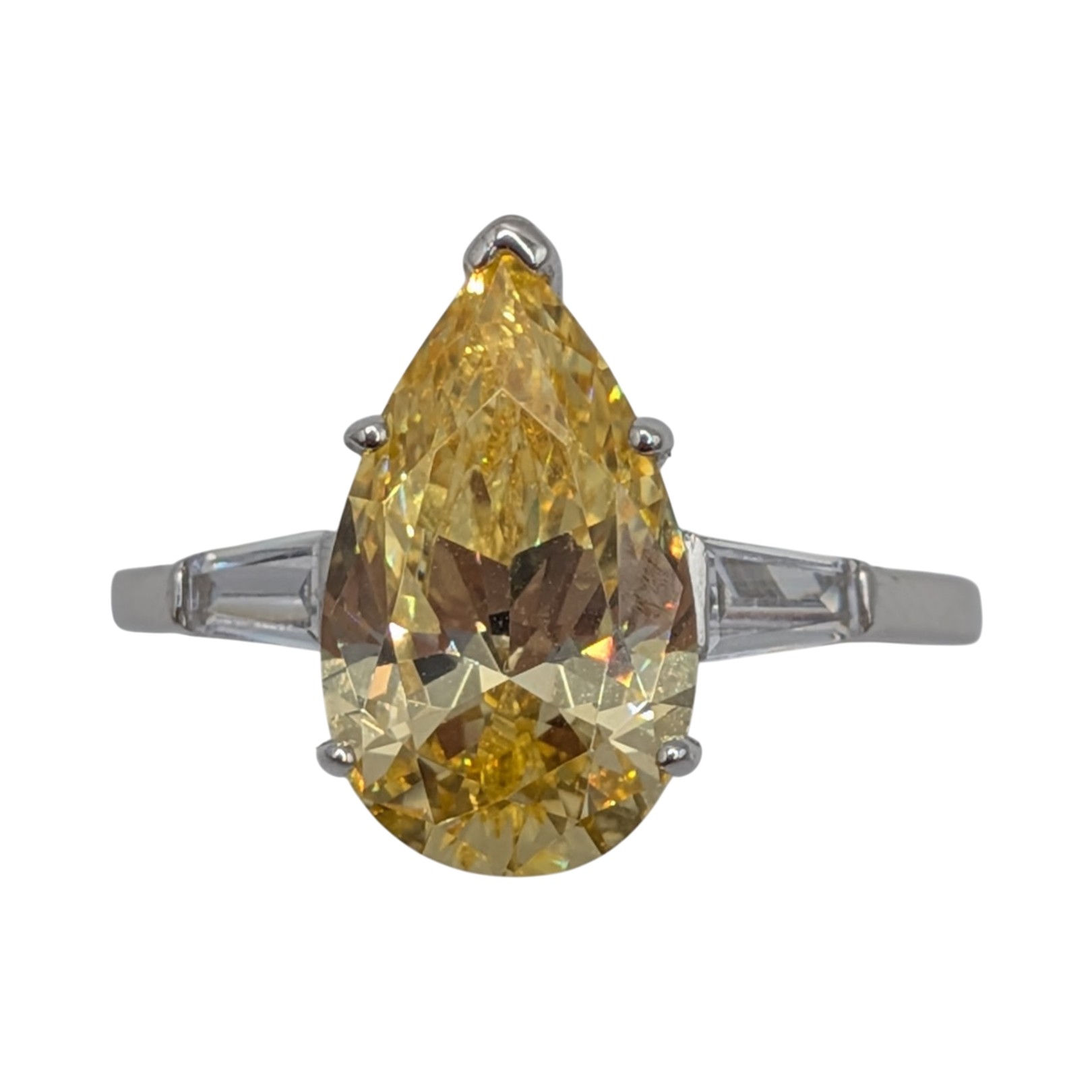 Signed Sterling Silver Rhinestone Pear Cut Ring Size 9.5