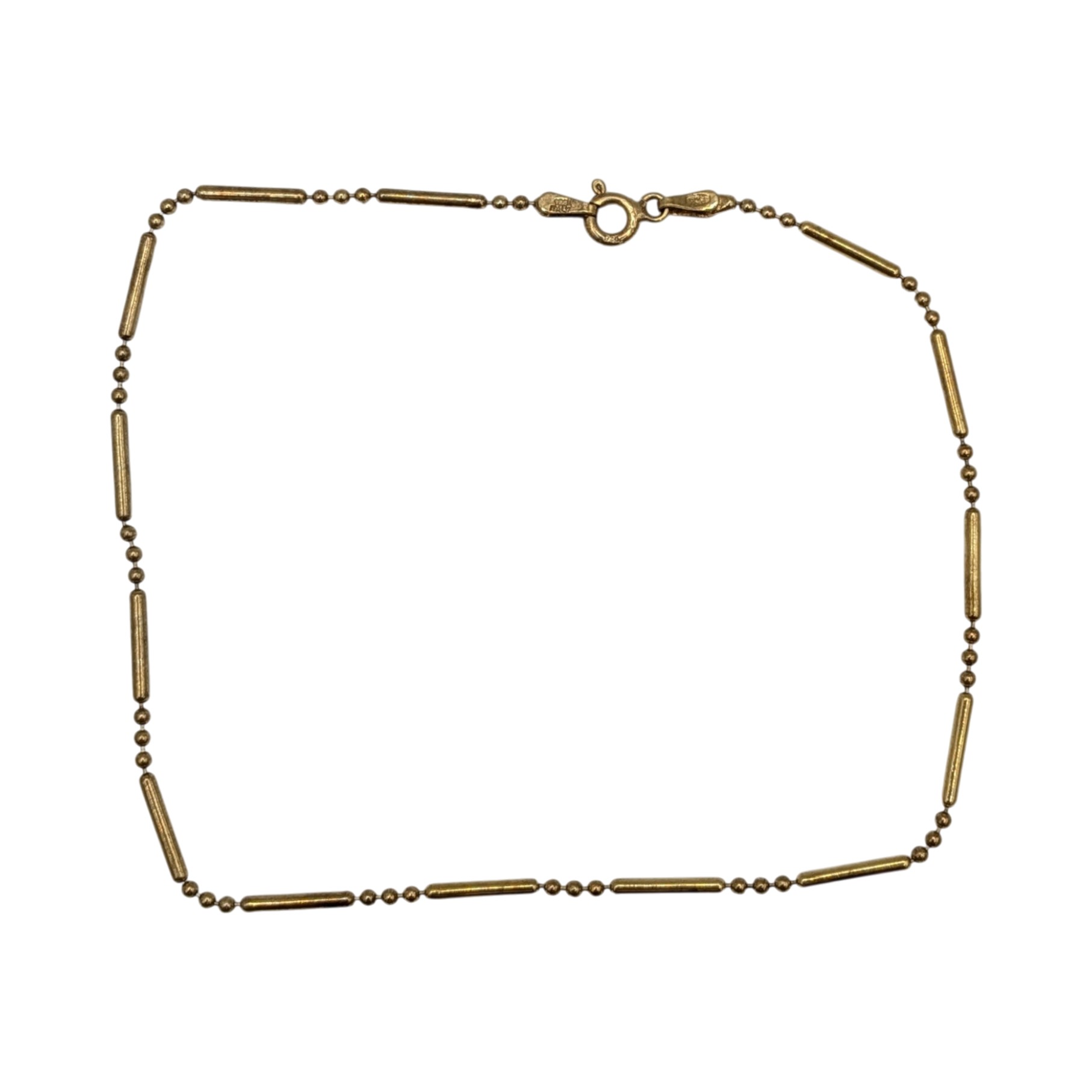 Signed Italy Gold Over Silver Ball And Bar Chain Bracelet