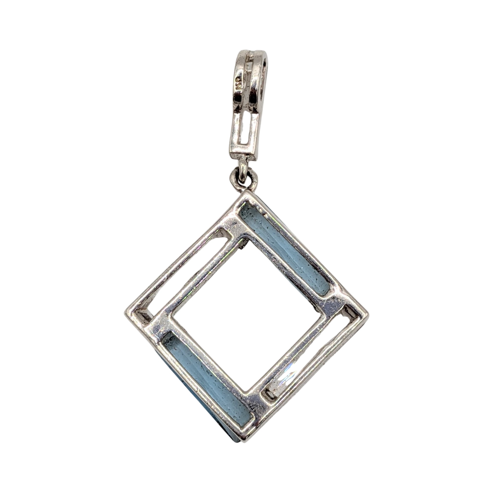 Signed Sterling Silver CZ Open Geometric Slide Pendant