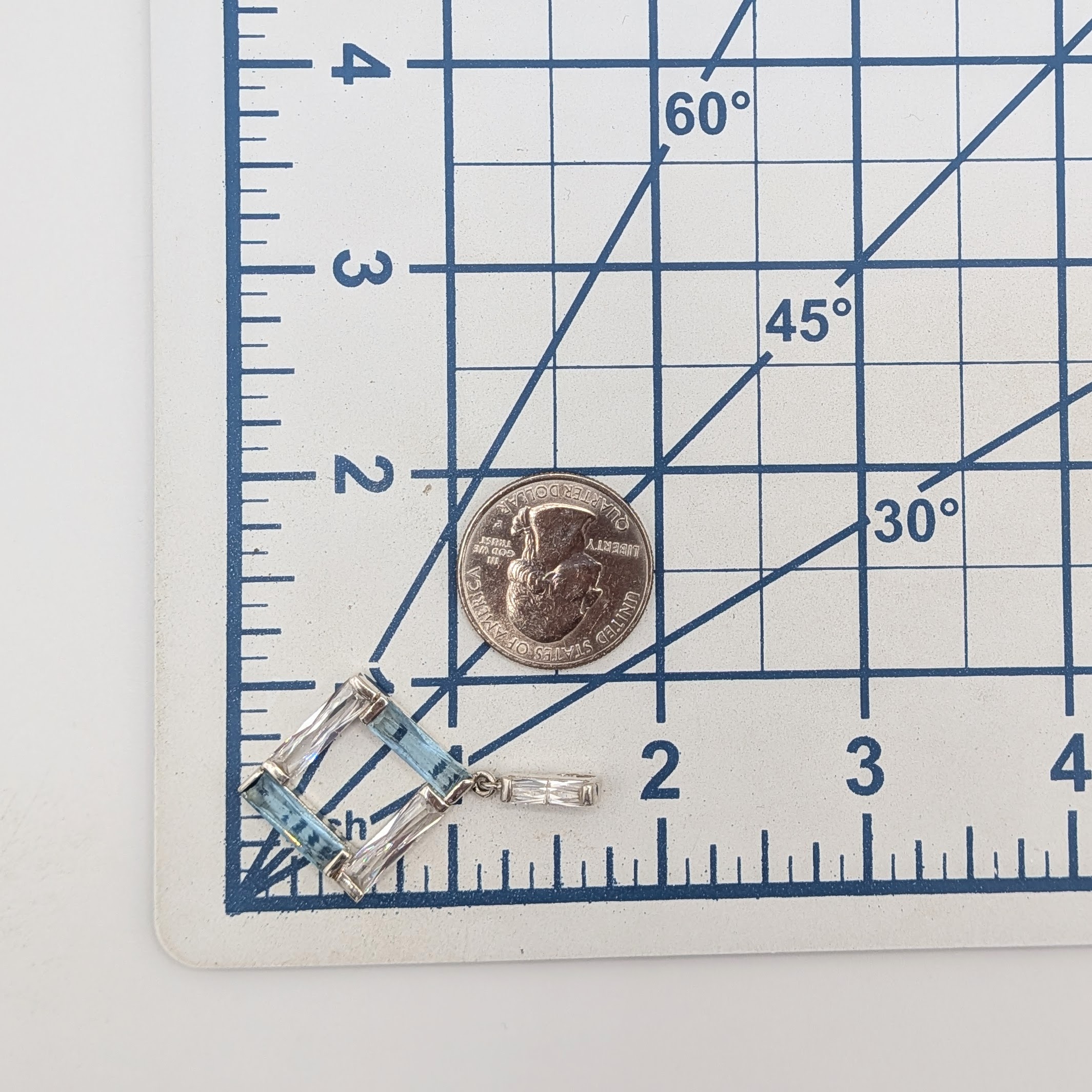 Signed Sterling Silver CZ Open Geometric Slide Pendant