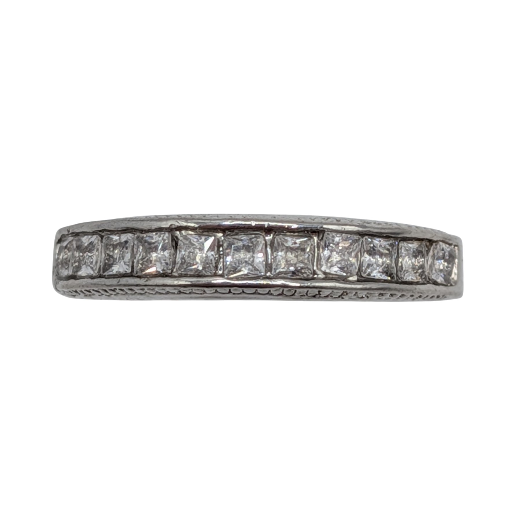 Sterling Silver White CZ Channel Set Half Eternity Band Ring Size 8.25