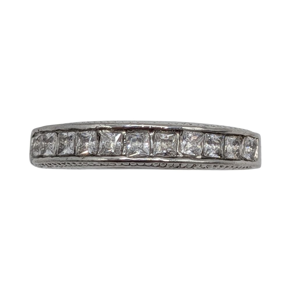 Lot 457: Sterling Silver White CZ Channel Set Half Eternity Band Ring Size 8.25
