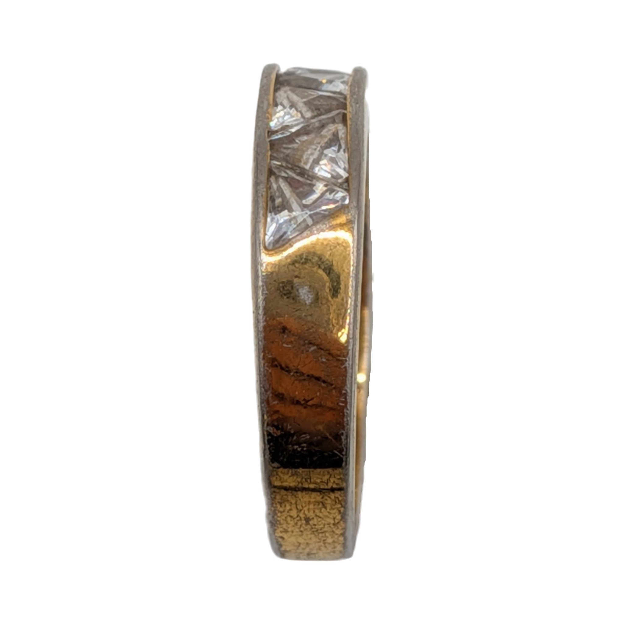 Signed Gold Over Sterling Silver CZ Channel Set Trillion Band Ring Size 8