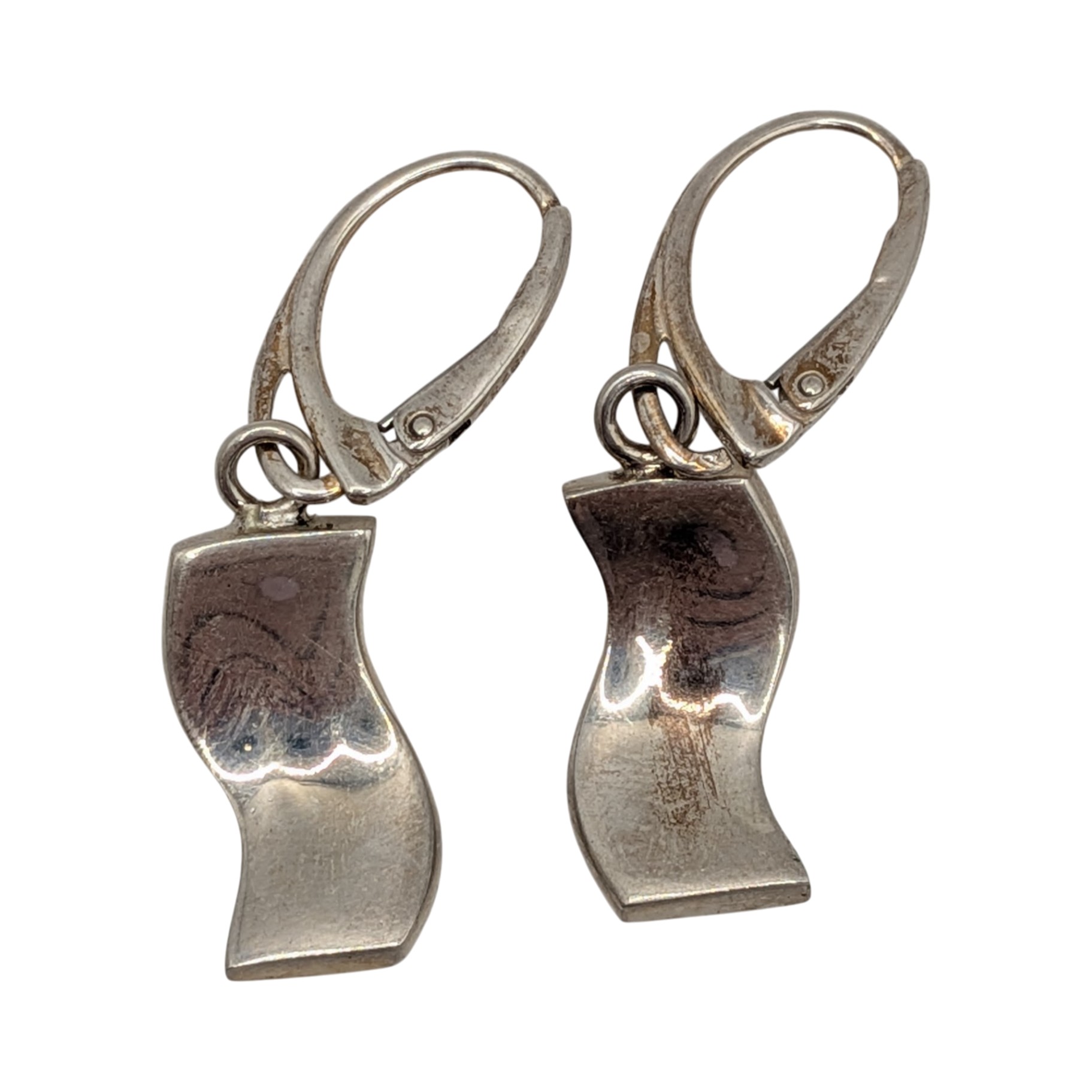 New Polish Sterling Silver Tri Colored Amber Wave Drop Earrings