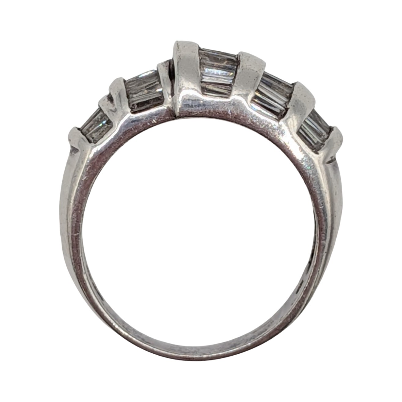 Signed Sterling Silver CZ Baguette Cut Dome Statement Ring Size 6