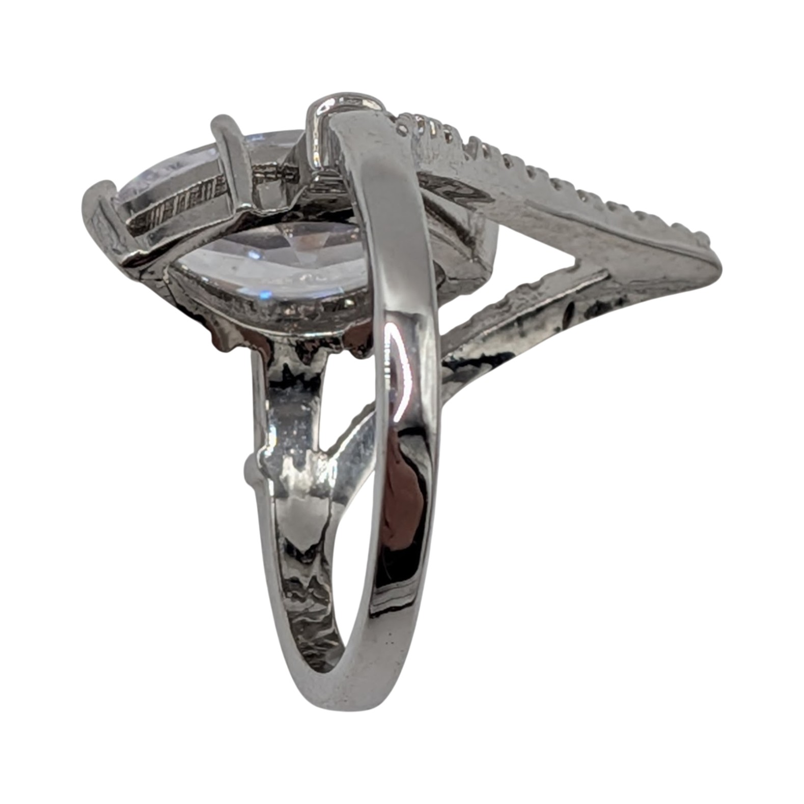 Sterling Silver Rhinestone Marquise Cut Accent Ring Size 6.25