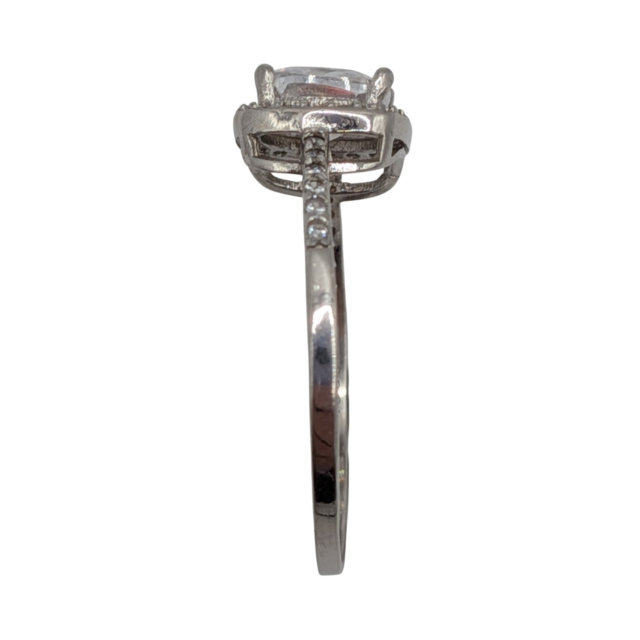 Sterling Silver White Rhinestone Halo Ring Size 7.25