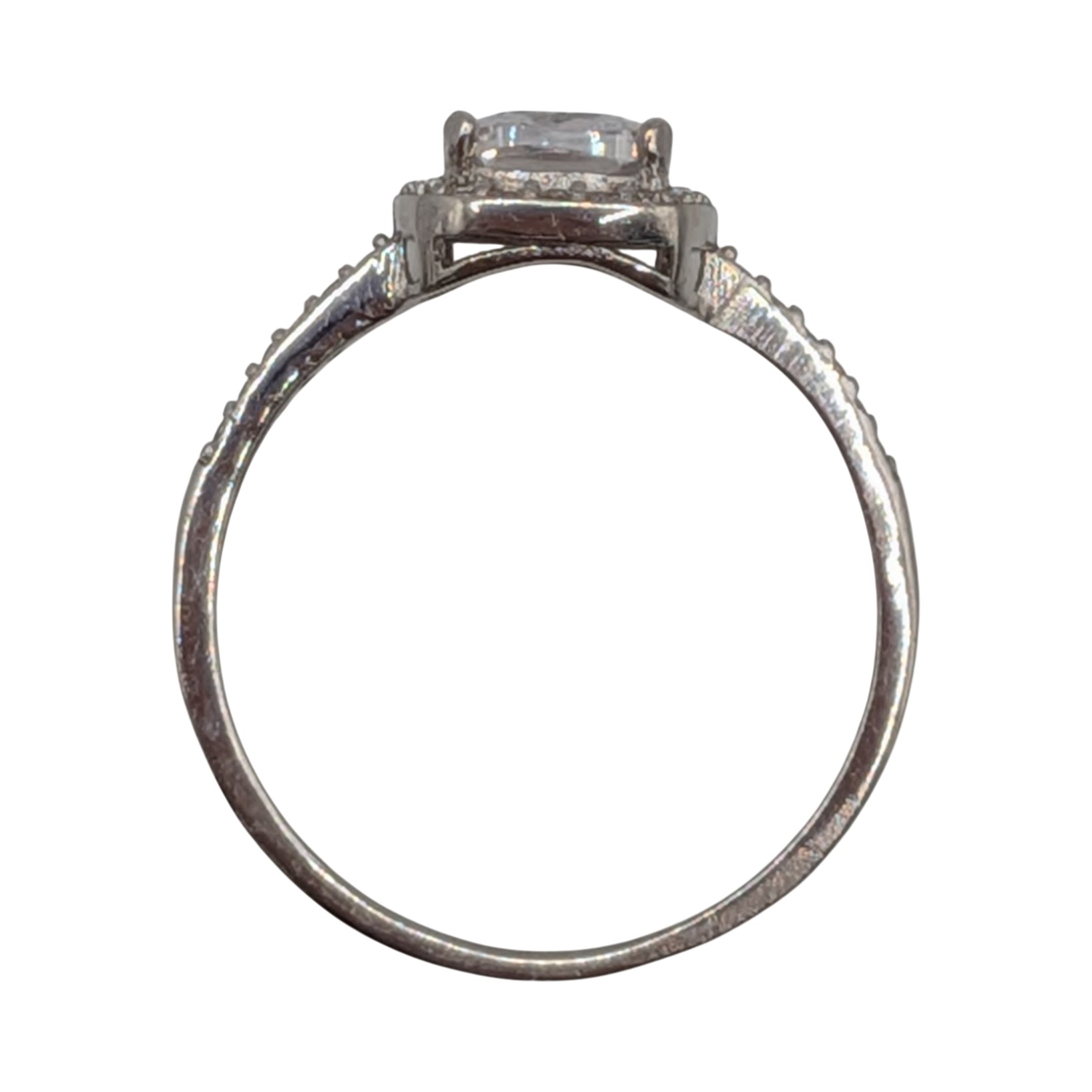 Sterling Silver White Rhinestone Halo Ring Size 7.25