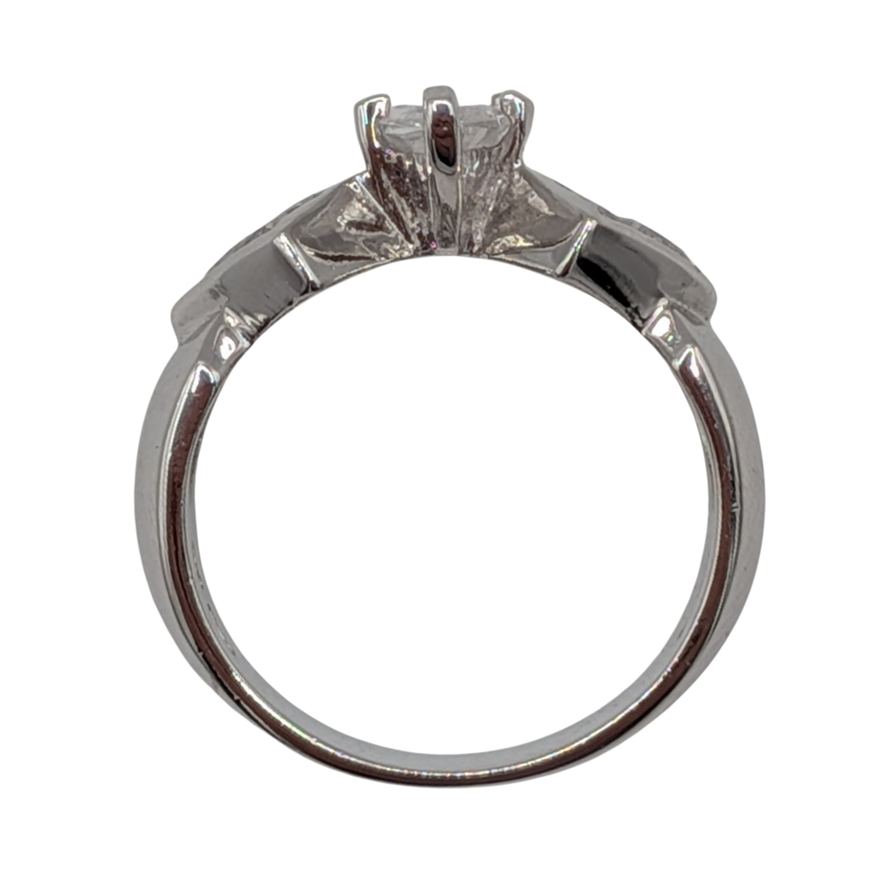 Signed Sterling Silver Rhinestone Marquise Cut Statement Ring Size 8