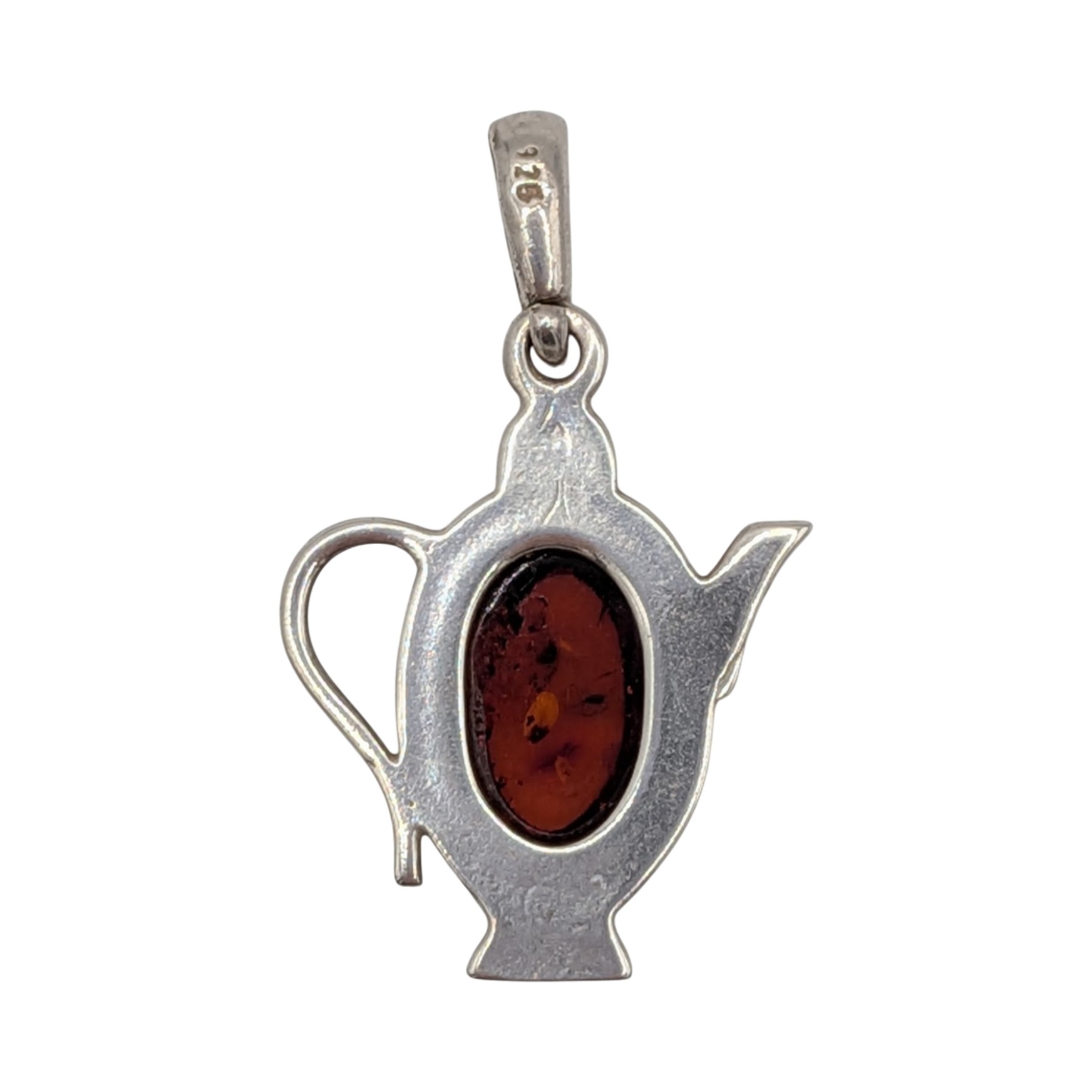 Sterling Silver Amber Teapot Pendant