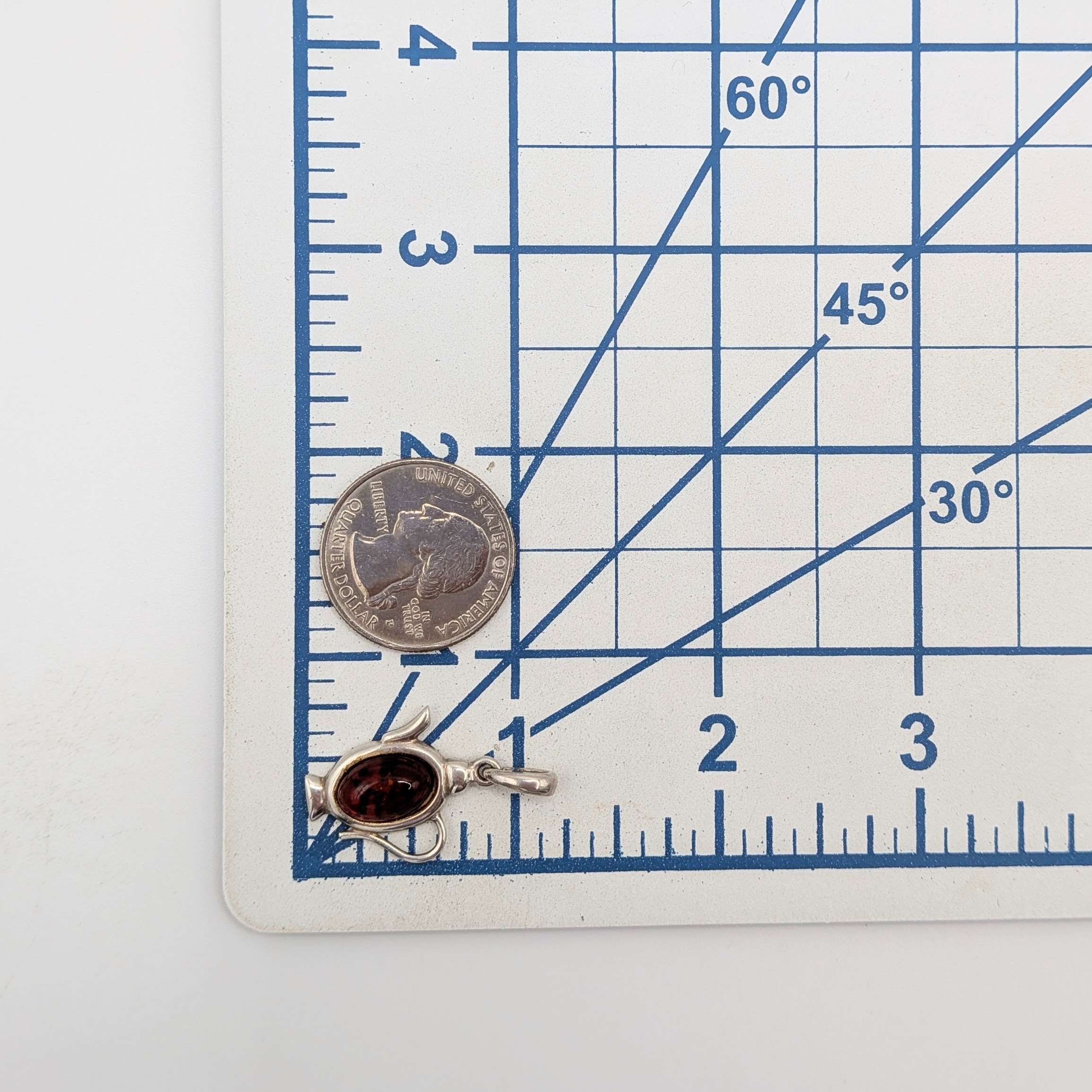 Sterling Silver Amber Teapot Pendant