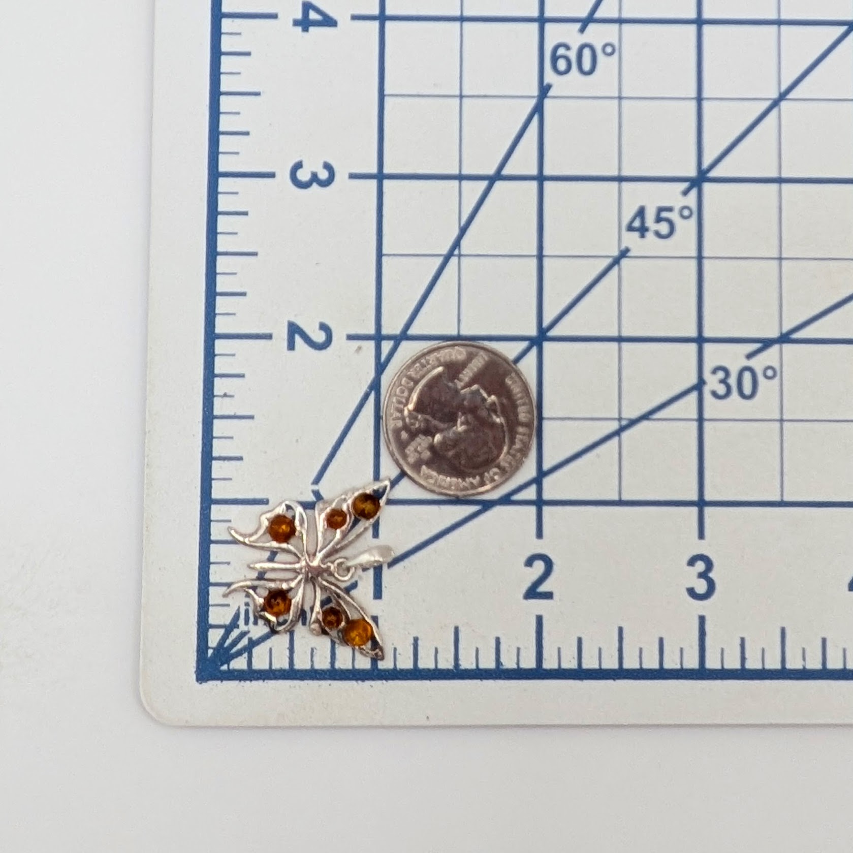 Sterling Silver Amber Butterfly Pendant