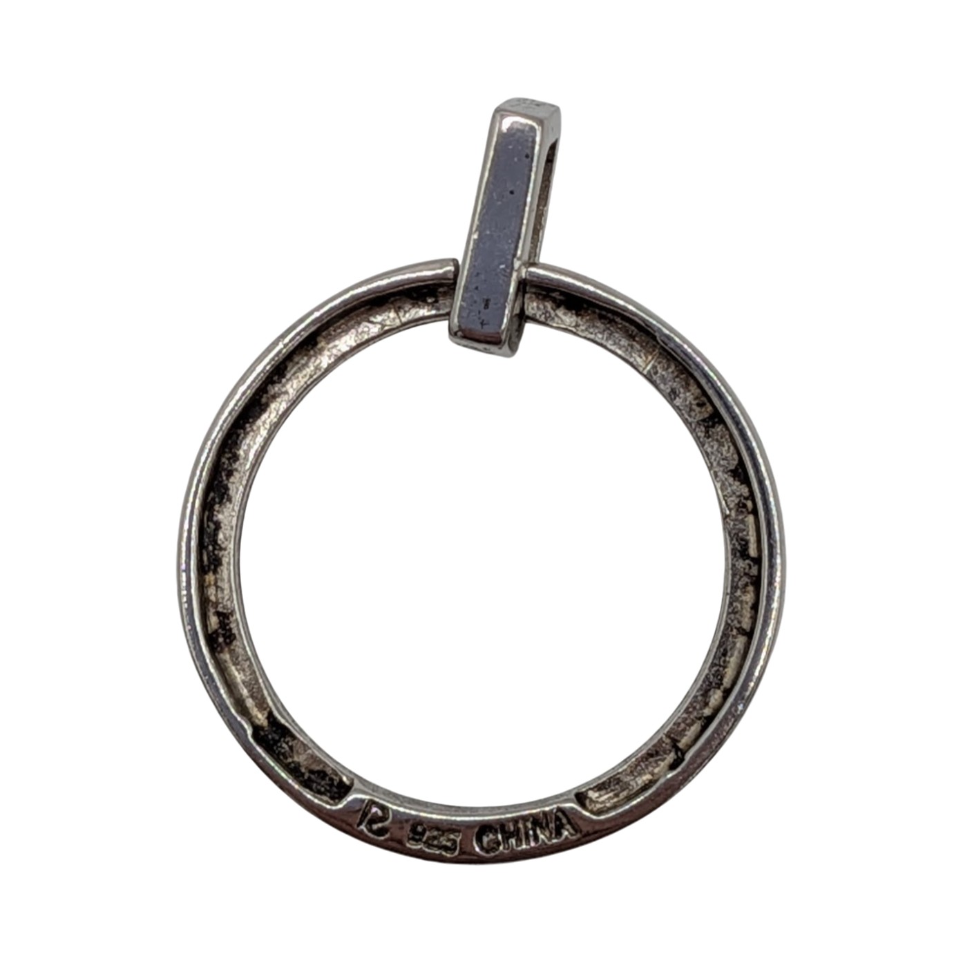 Ross Simons Sterling Silver Diamond Circle Drop Pendant