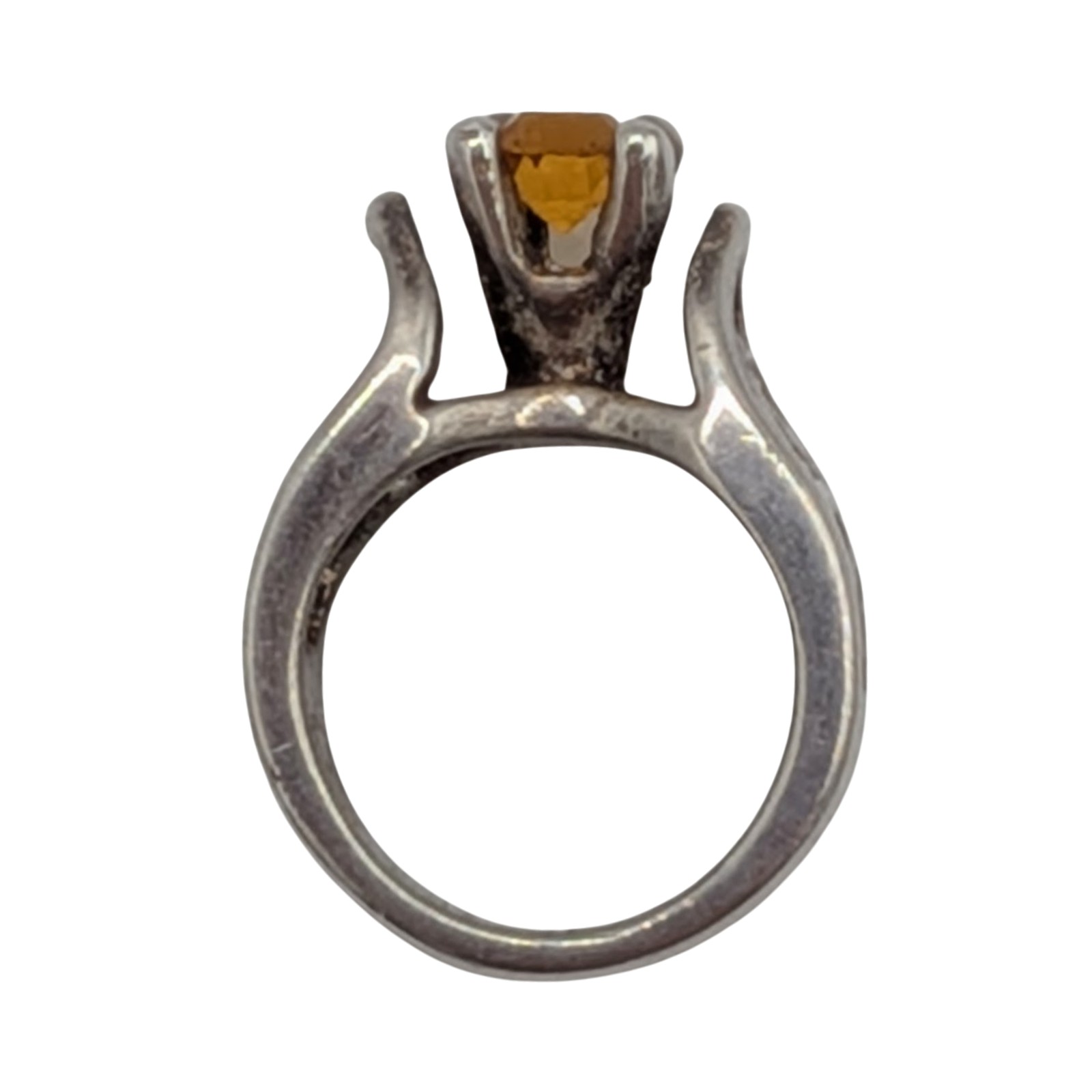 Sterling Silver Orange Rhinestone Birthstone Ring Slide Pendant