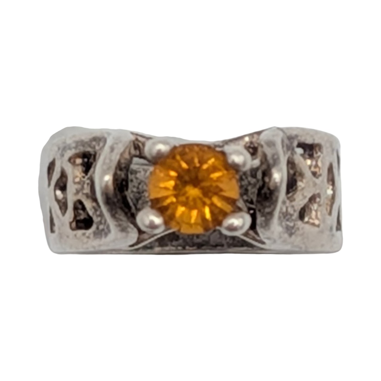 Sterling Silver Orange Rhinestone Birthstone Ring Slide Pendant