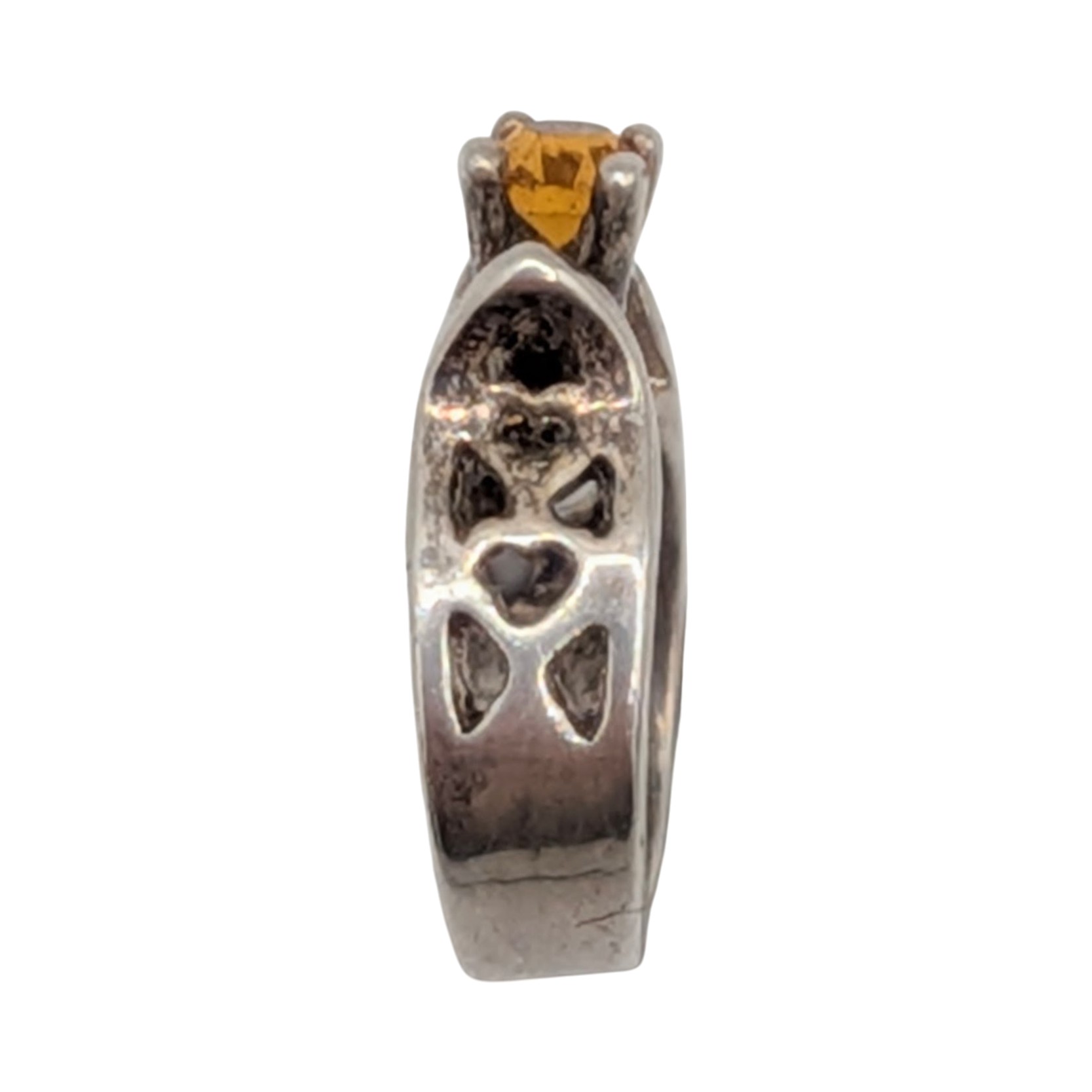 Sterling Silver Orange Rhinestone Birthstone Ring Slide Pendant