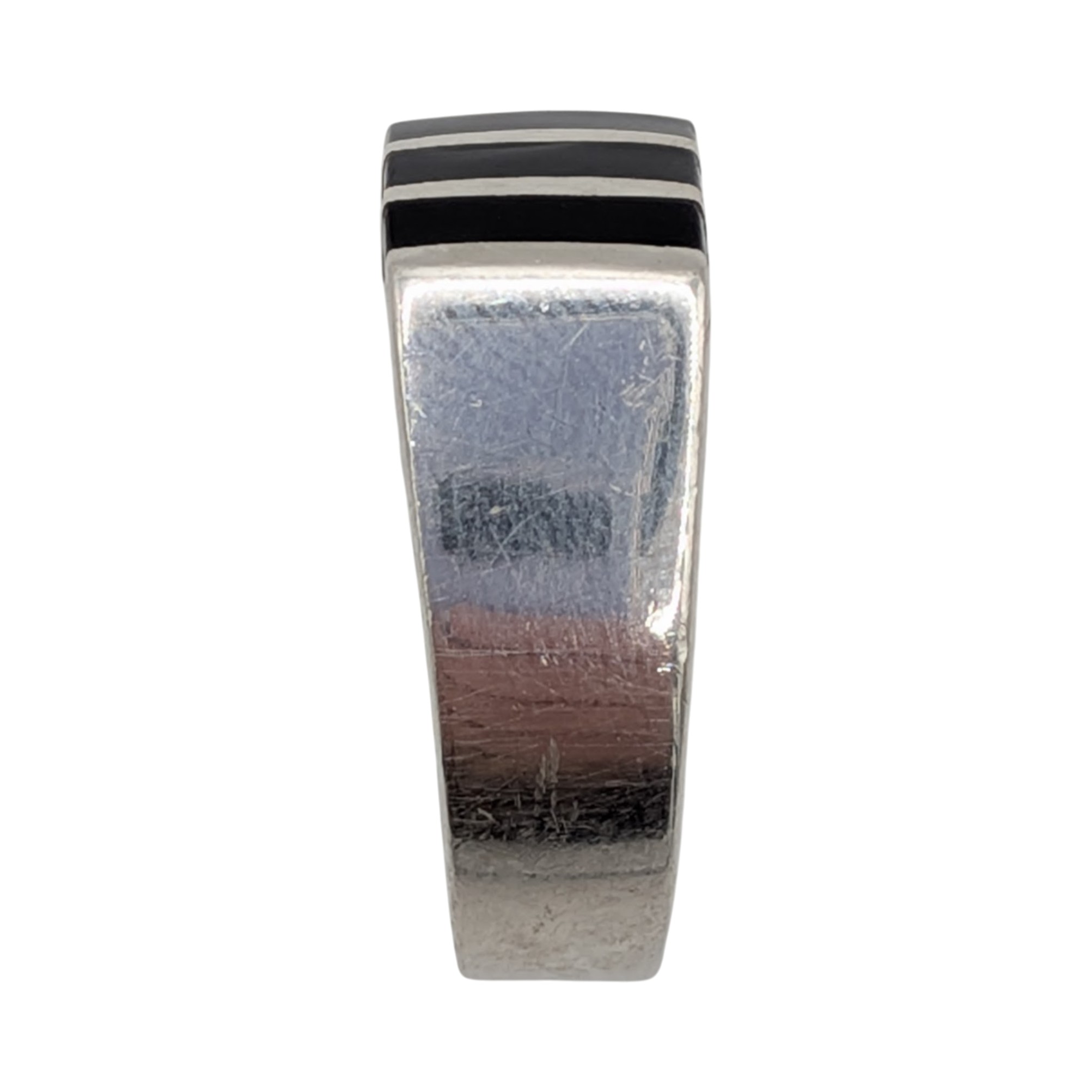Sterling Silver Black Resin Inlay Bar Ring Size 8