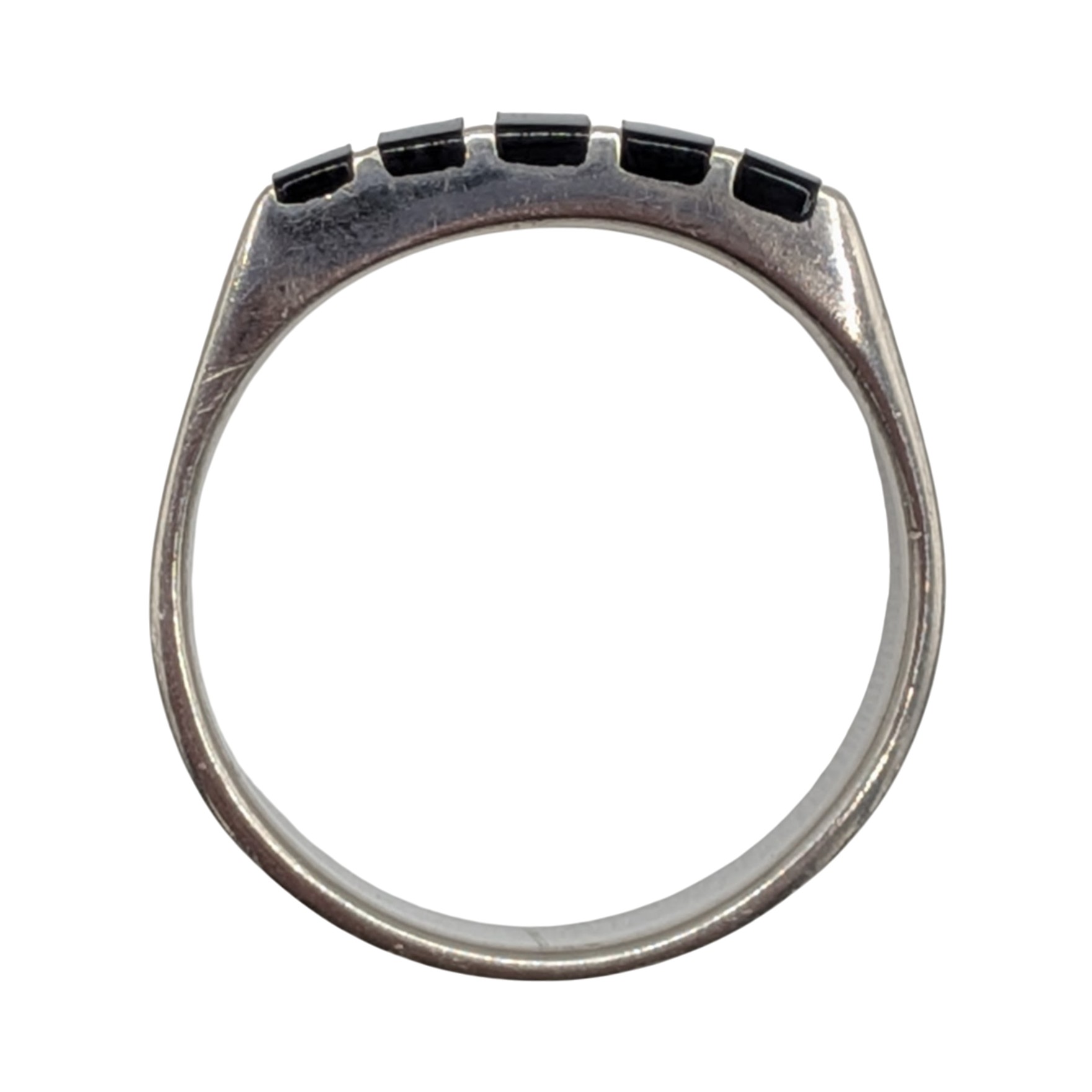 Sterling Silver Black Resin Inlay Bar Ring Size 8