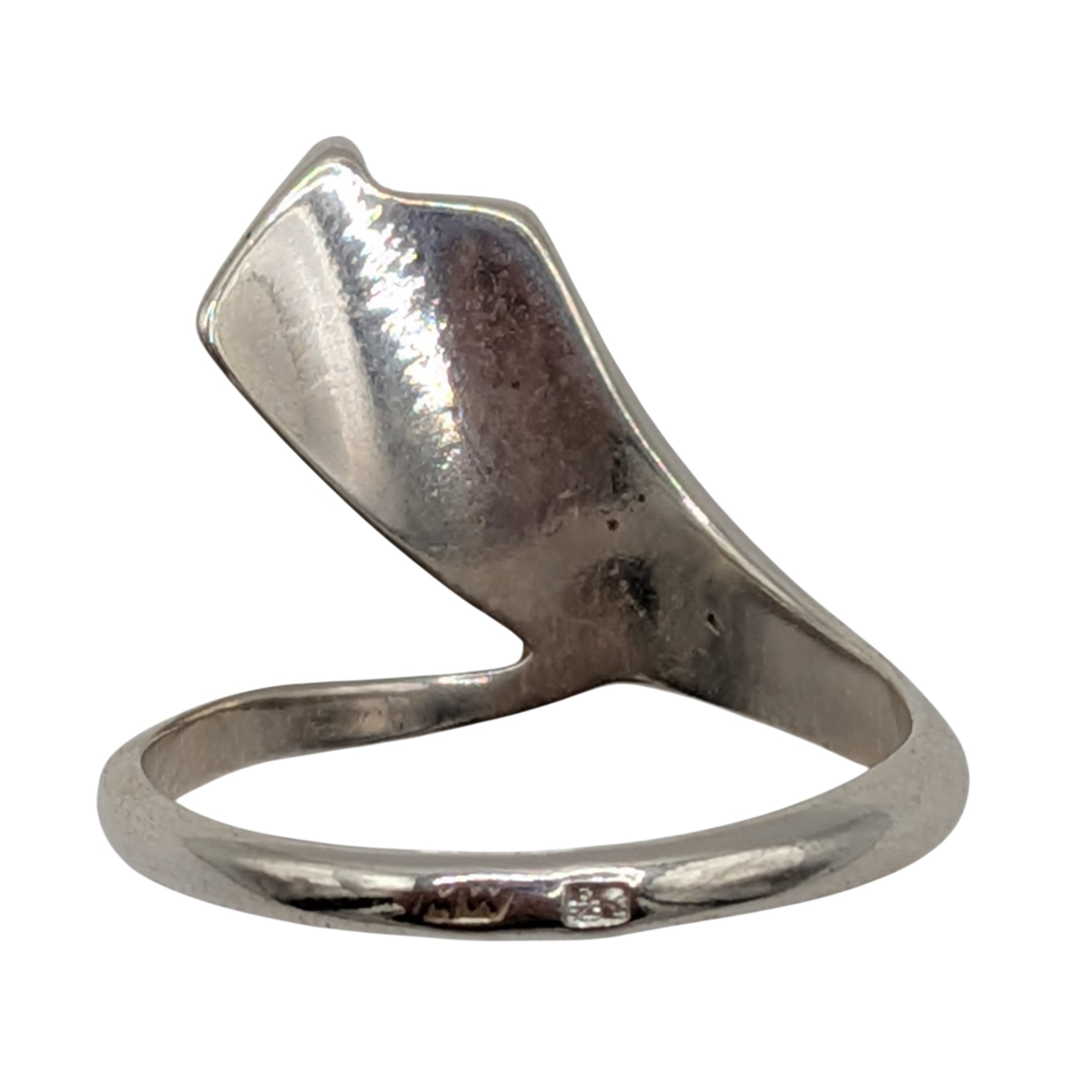 Signed New Polish Sterling Silver Amber Inlay Modern Sash Ring Size 9.5