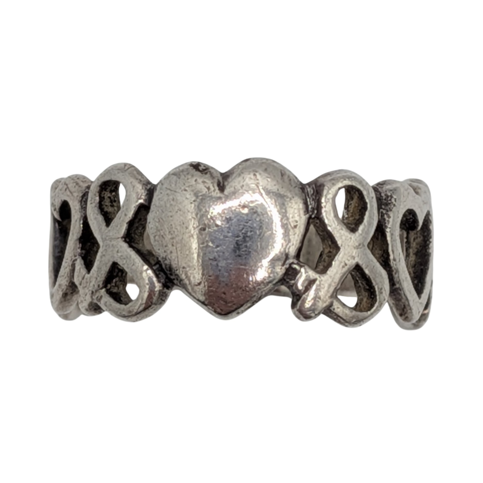 Signed Sterling Silver Heart Ampersand Ring Size 6.25