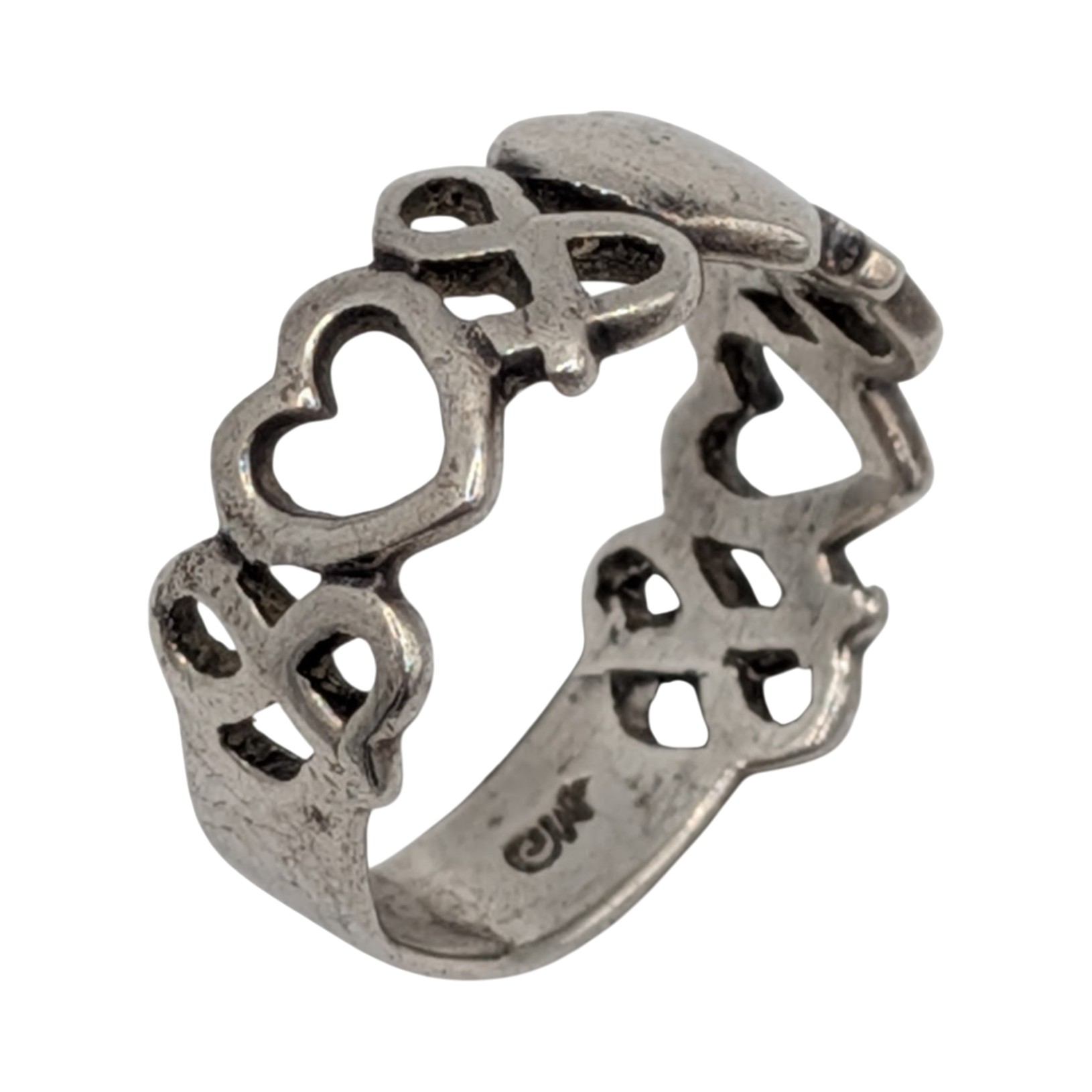 Signed Sterling Silver Heart Ampersand Ring Size 6.25